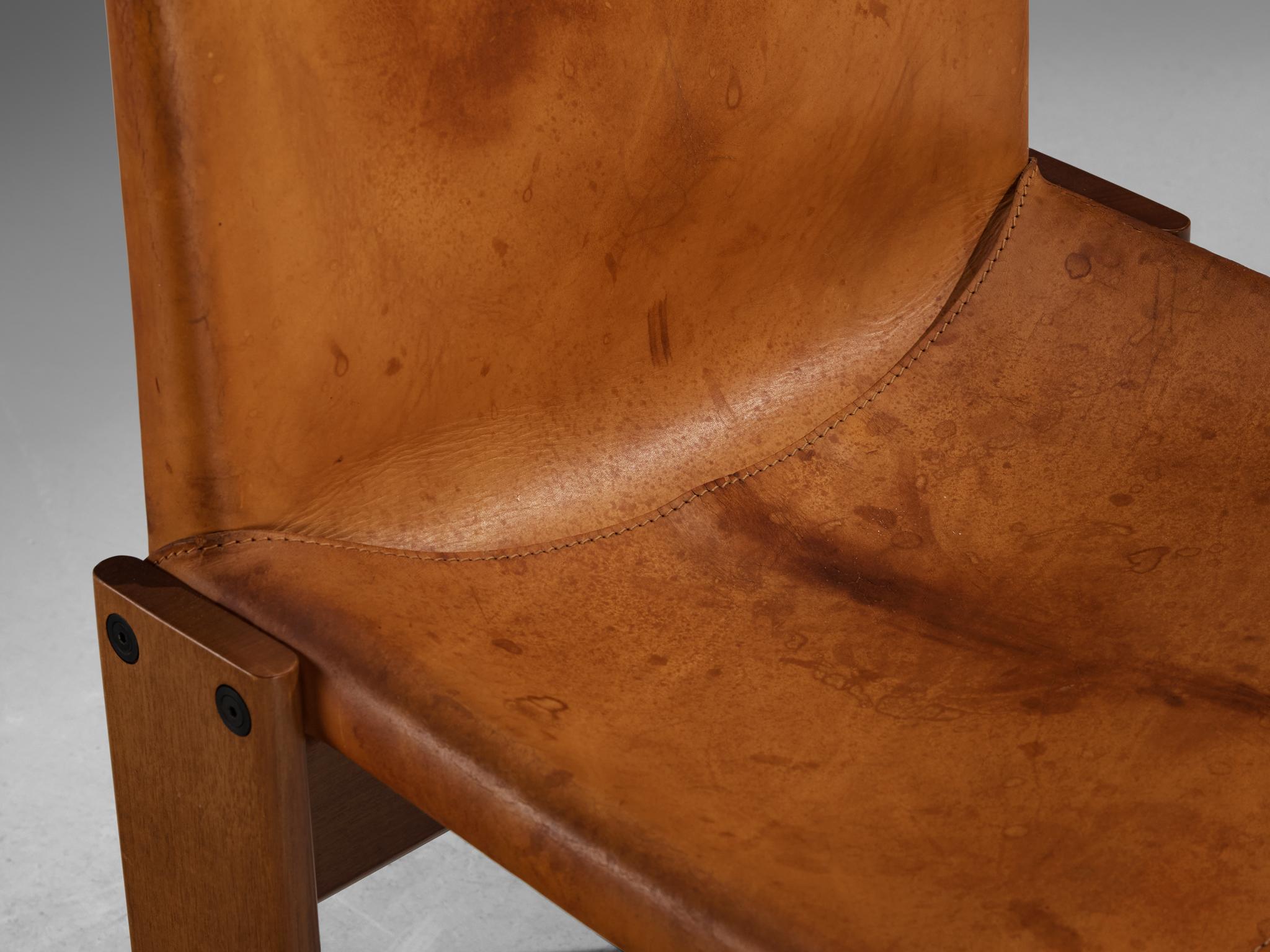 Afra & Tobia Scarpa per Molteni Set di quattro sedie da pranzo 'Monk' in pelle in vendita 8
