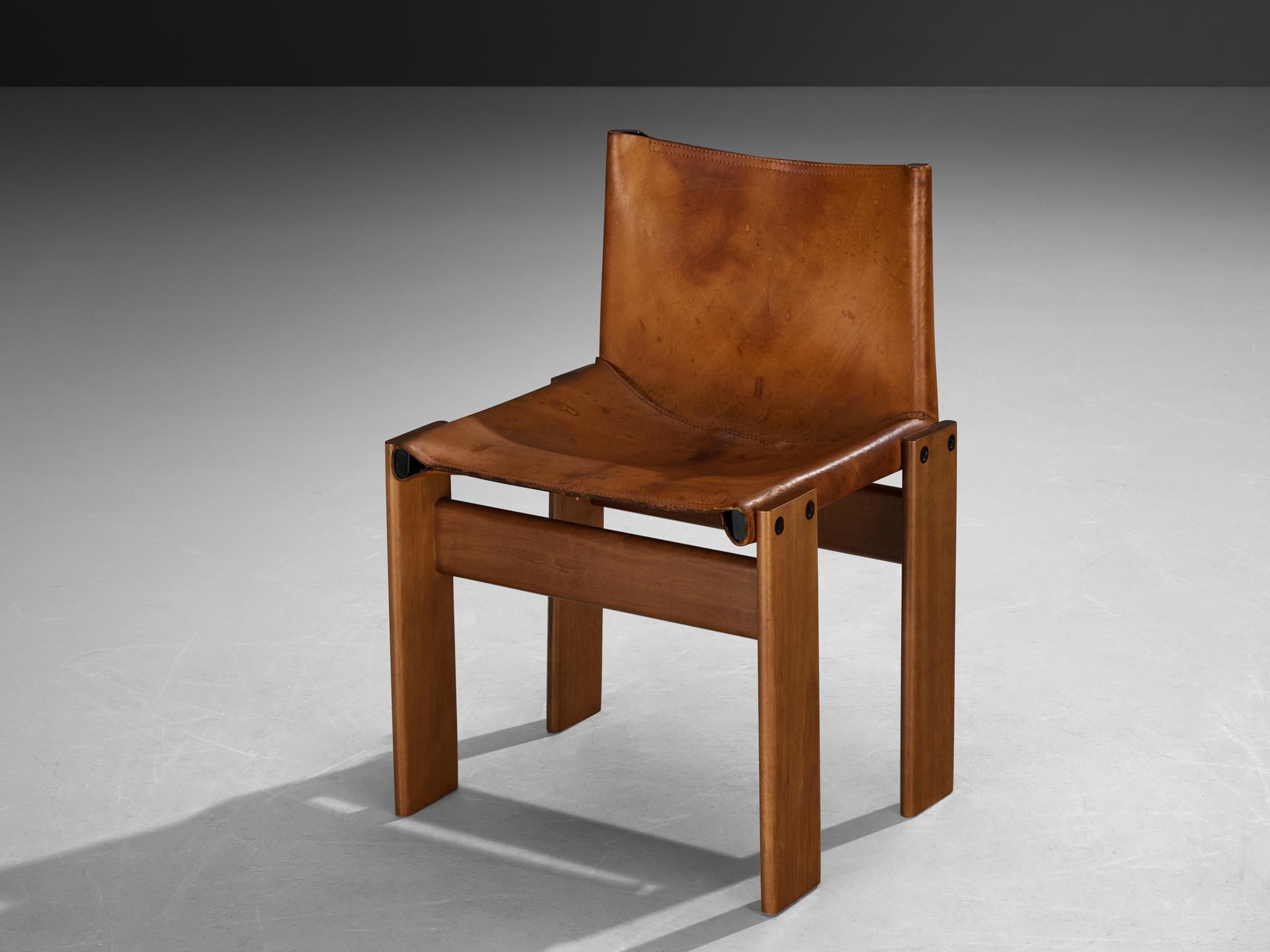 Afra & Tobia Scarpa per Molteni Set di quattro sedie da pranzo 'Monk' in pelle in vendita 3