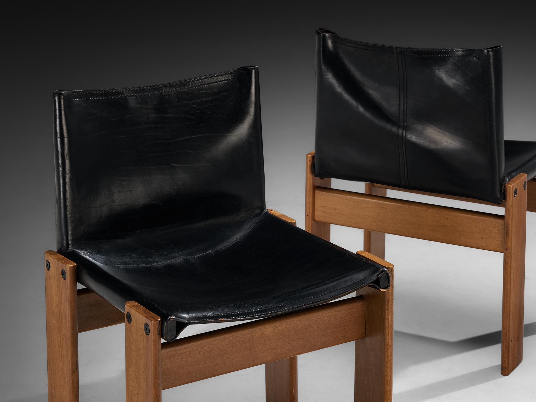 Afra & Tobia Scarpa für Molteni Sechser-Set 'Monk' Esszimmerstühle aus Nussbaum (Moderne der Mitte des Jahrhunderts) im Angebot