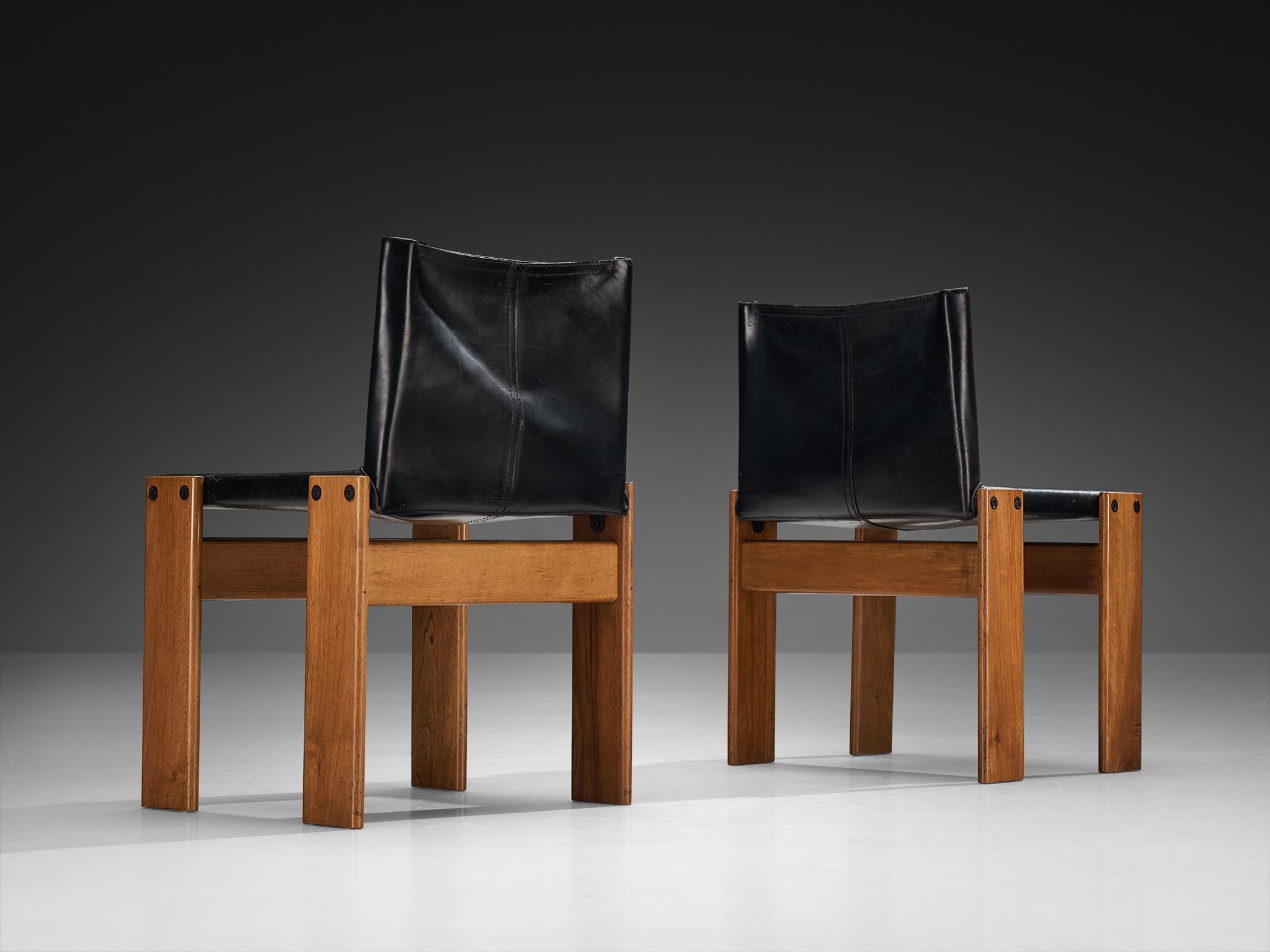 Afra & Tobia Scarpa für Molteni Sechser-Set 'Monk' Esszimmerstühle aus Nussbaum im Angebot 1