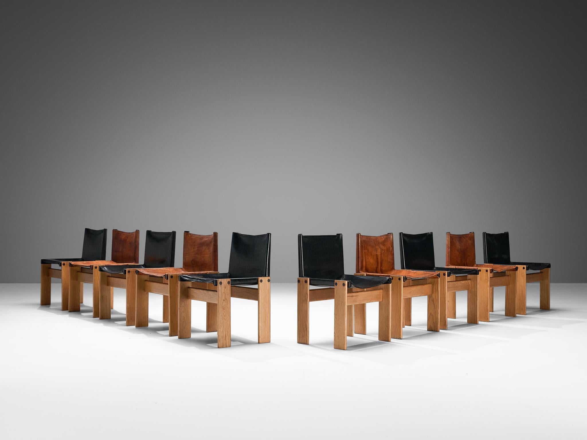 Afra & Tobia Scarpa for Molteni Set of Ten 'Monk' Chairs  In Good Condition In Waalwijk, NL