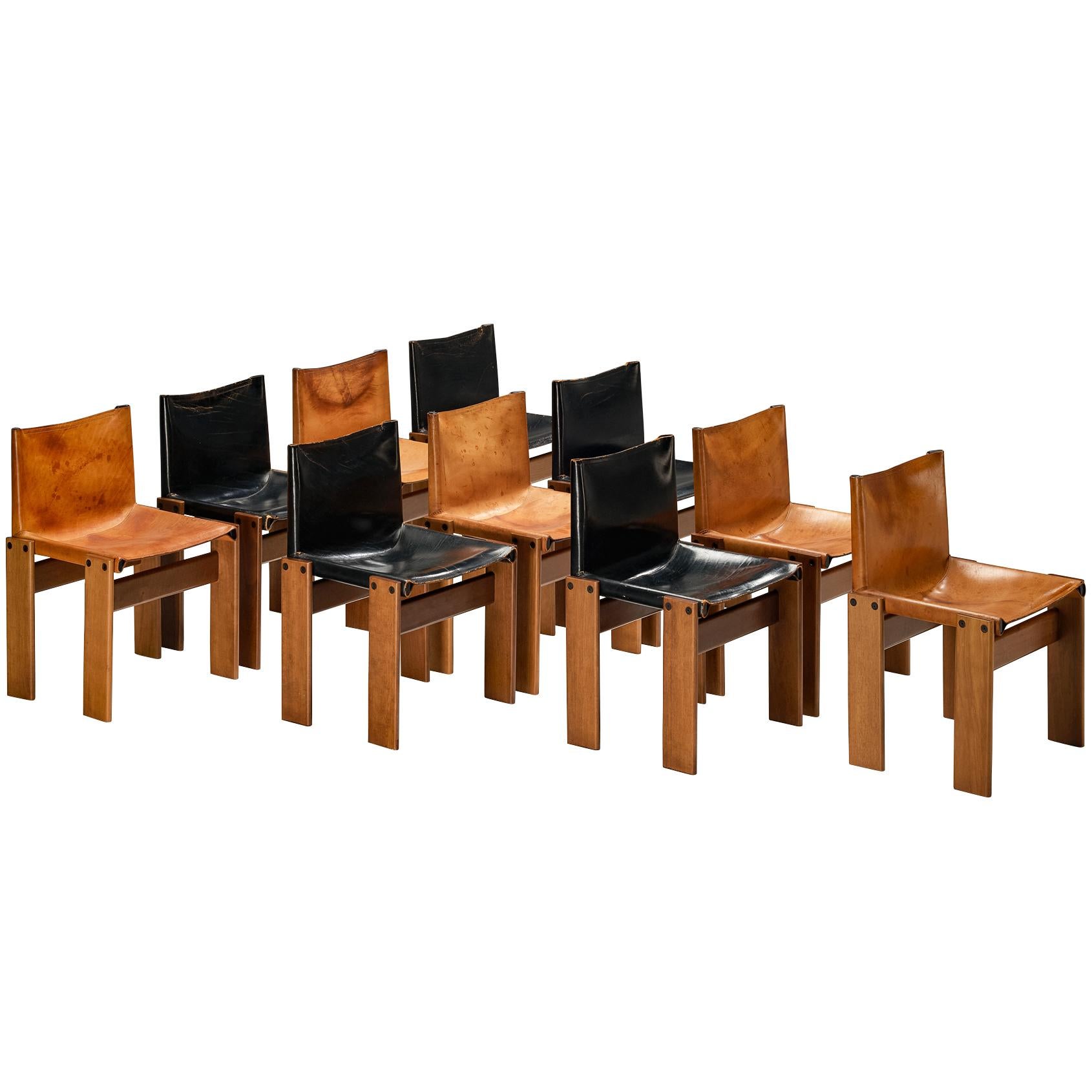 Afra & Tobia Scarpa per Molteni Set di dieci sedie da pranzo 'Monk' in noce in vendita