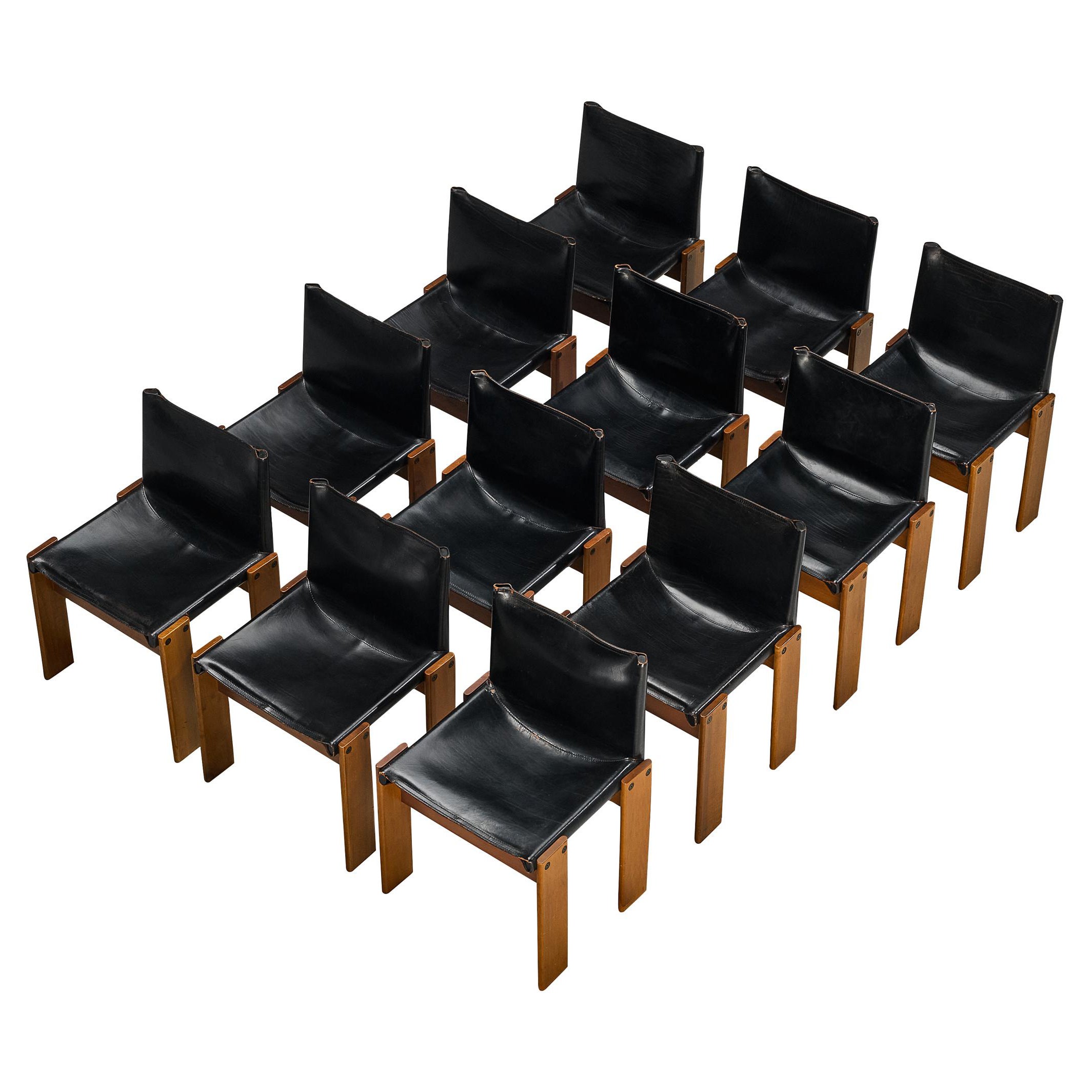 Afra & Tobia Scarpa for Molteni Set of Twelve 'Monk' Dining Chairs