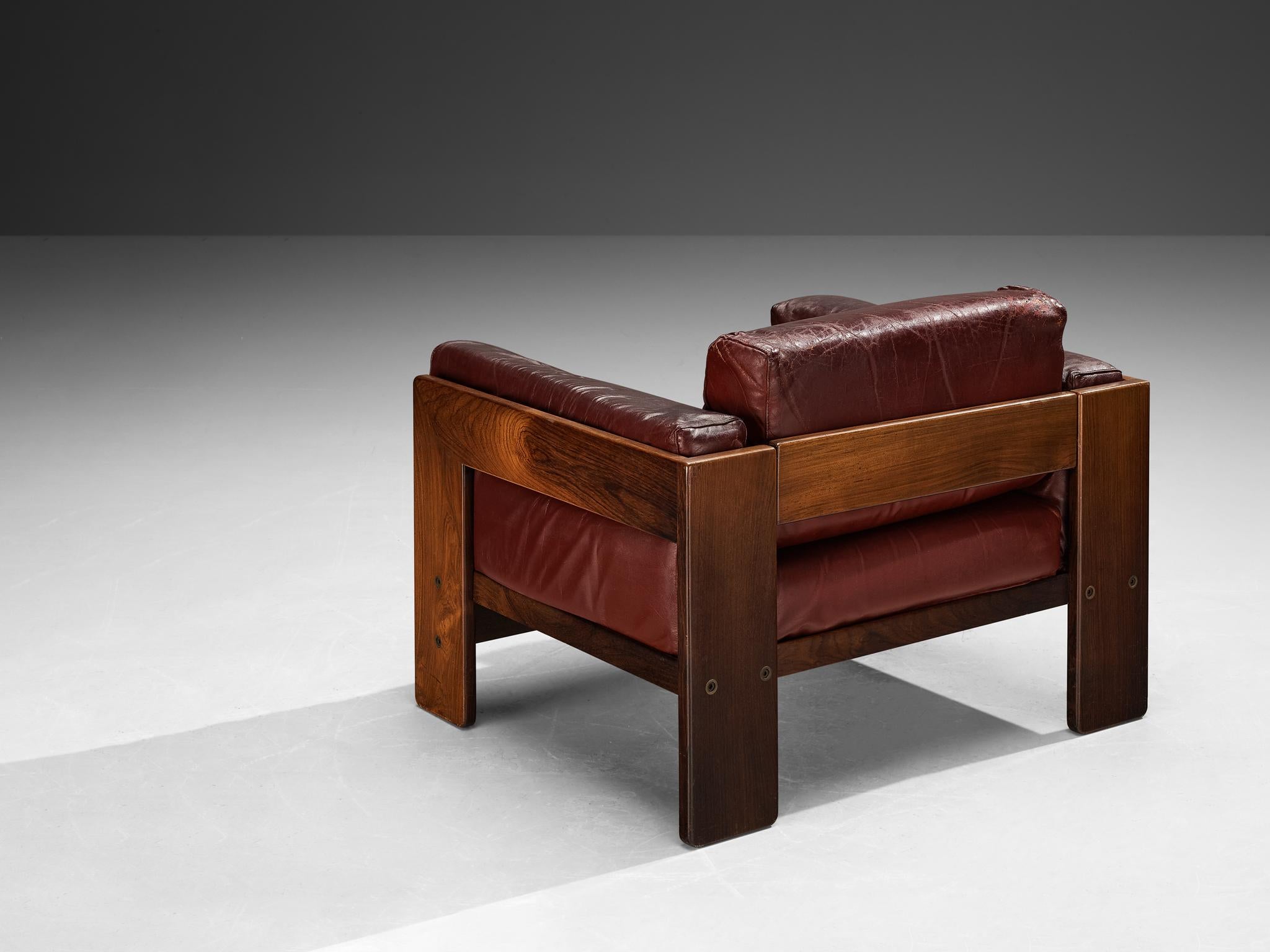 Leather Afra & Tobia Scarpa for Simon Gavina 'Bastiano' Lounge Chair in Walnut  For Sale