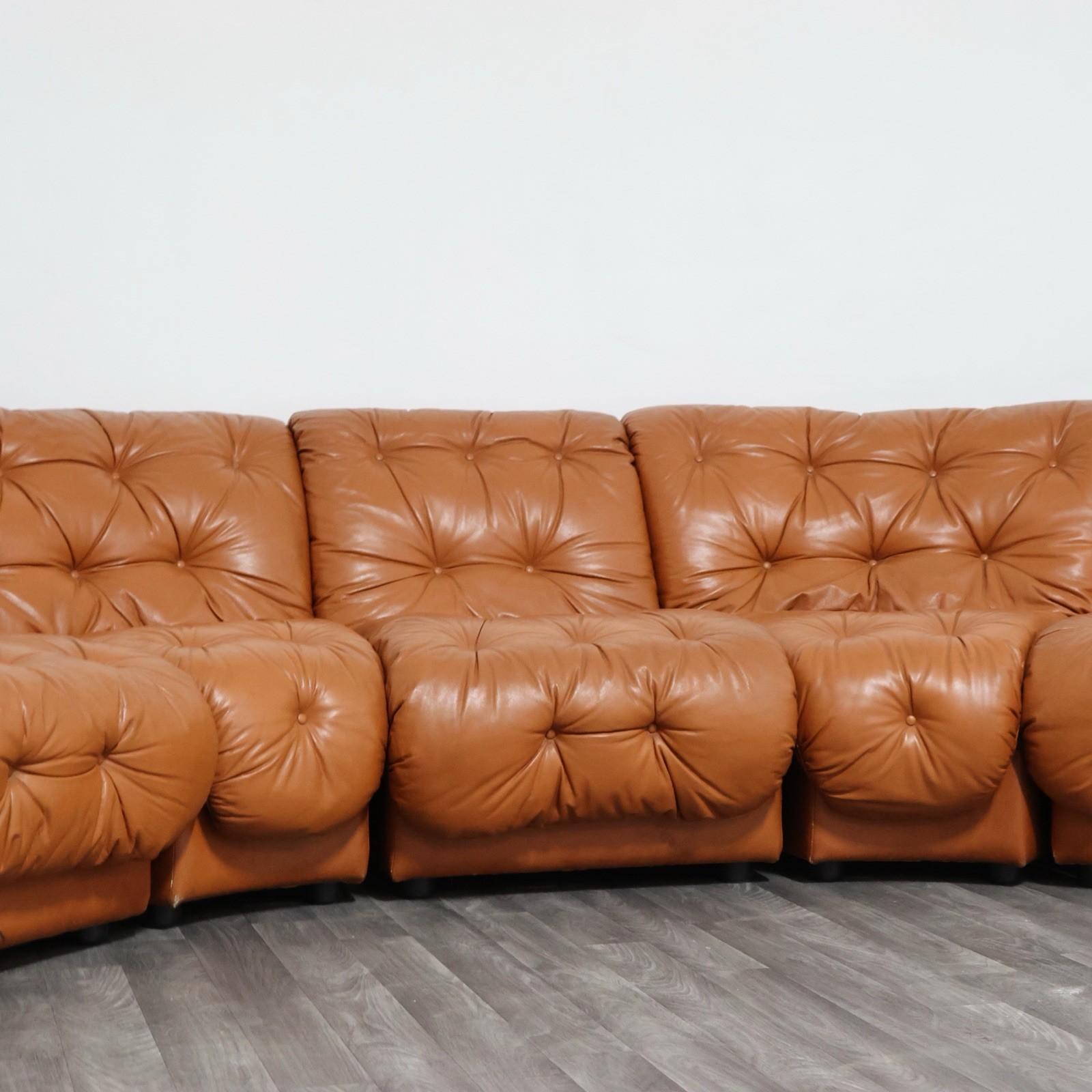 Cuir Afra & Tobia Scarpa In Style Coronado Divano Modulare 1970 Design Modernariato en vente