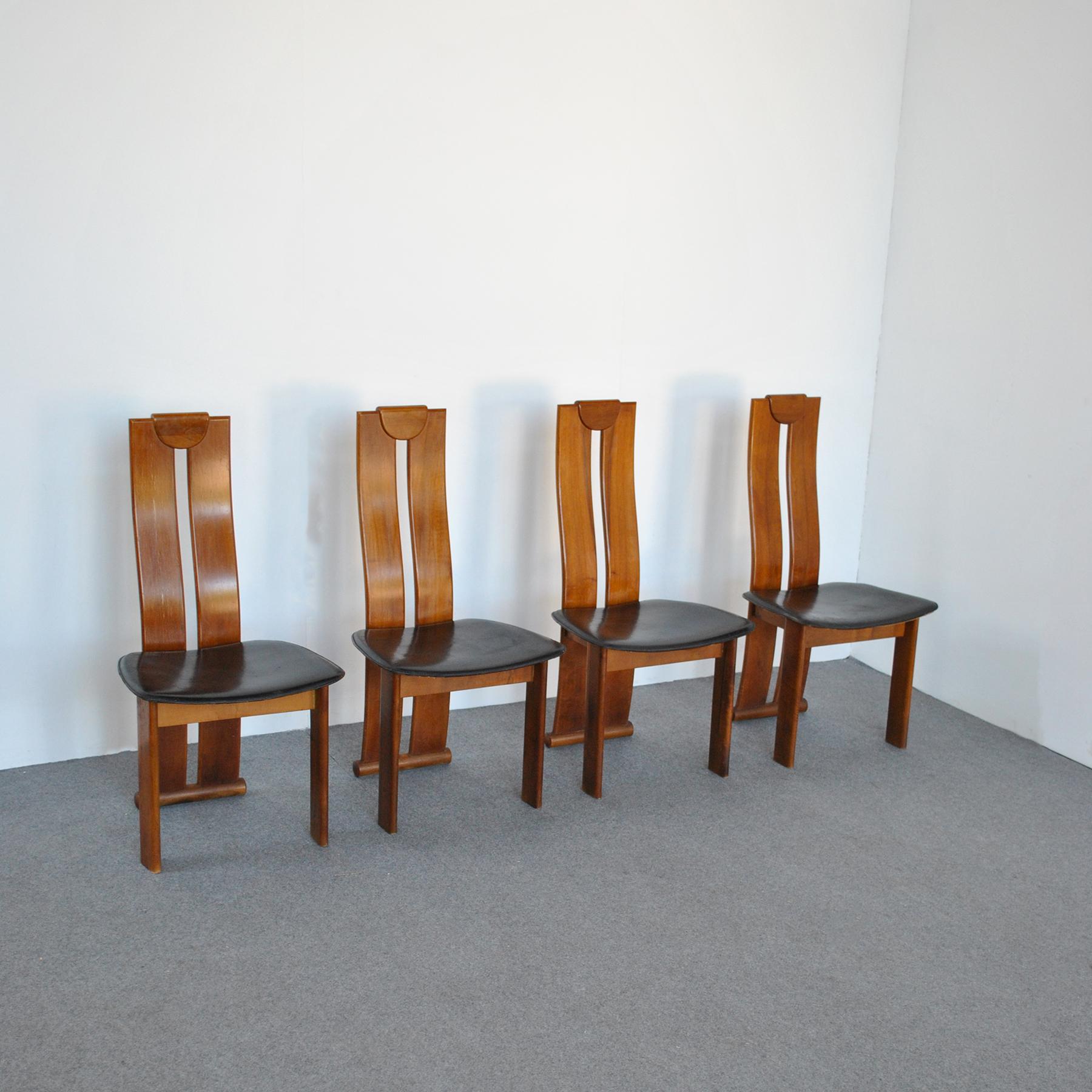 Mid-Century Modern Afra & Tobia Scarpa in the Manner Set of Four Chairs