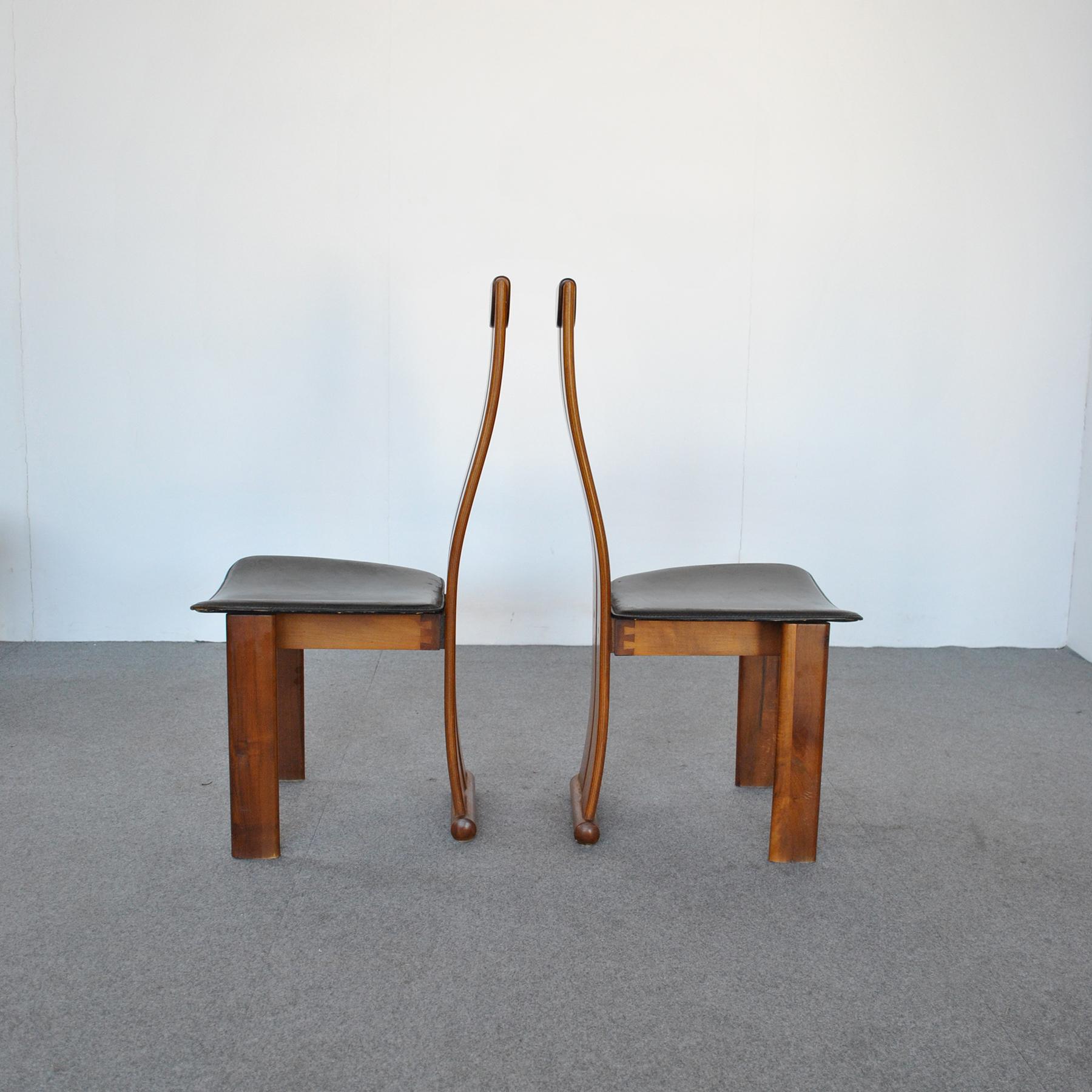 Late 20th Century Afra & Tobia Scarpa in the Manner Set of Four Chairs
