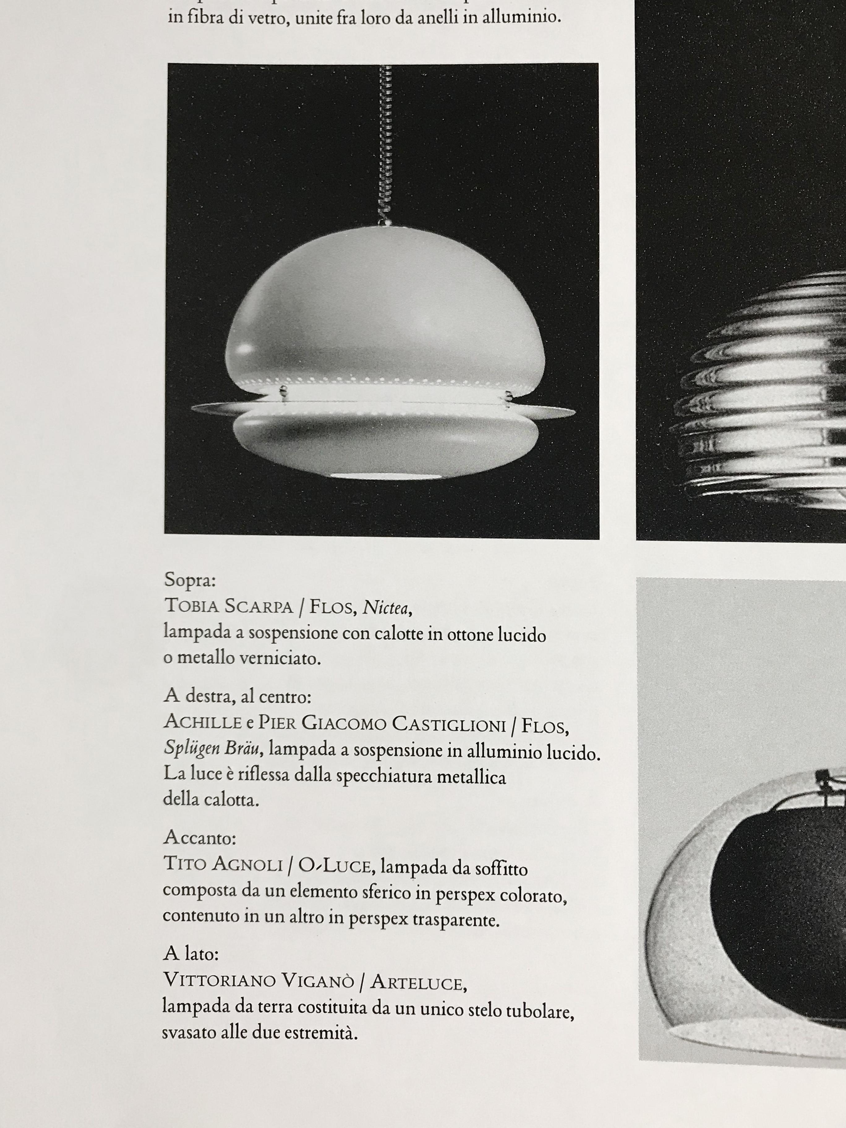 Afra & Tobia Scarpa Italian Brass Pendant Lamp Model Nictea for Flos, 1960s 11
