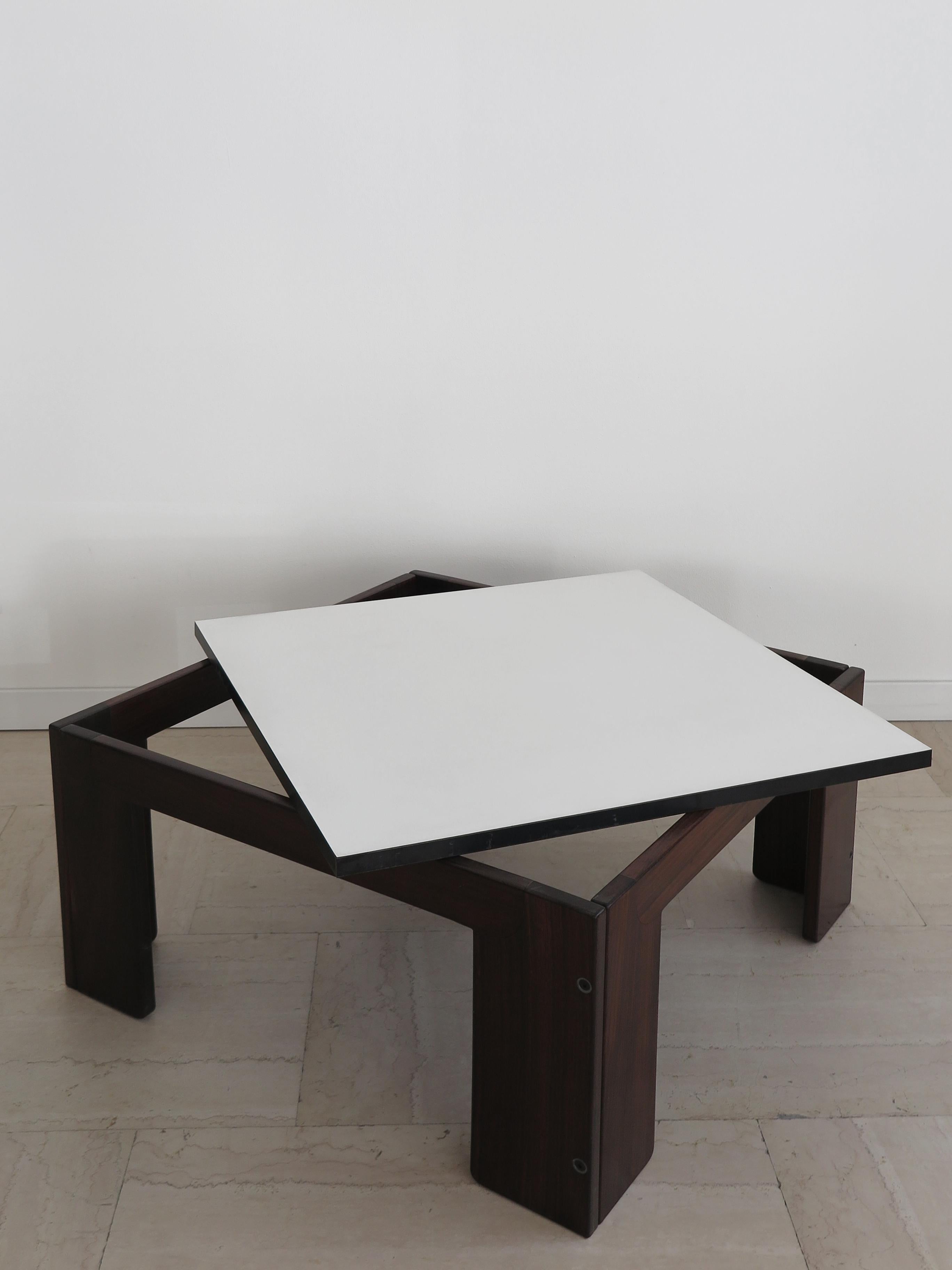 Afra & Tobia Scarpa Italian Wood Black & White Coffe Table for Cassina, 1960s For Sale 1