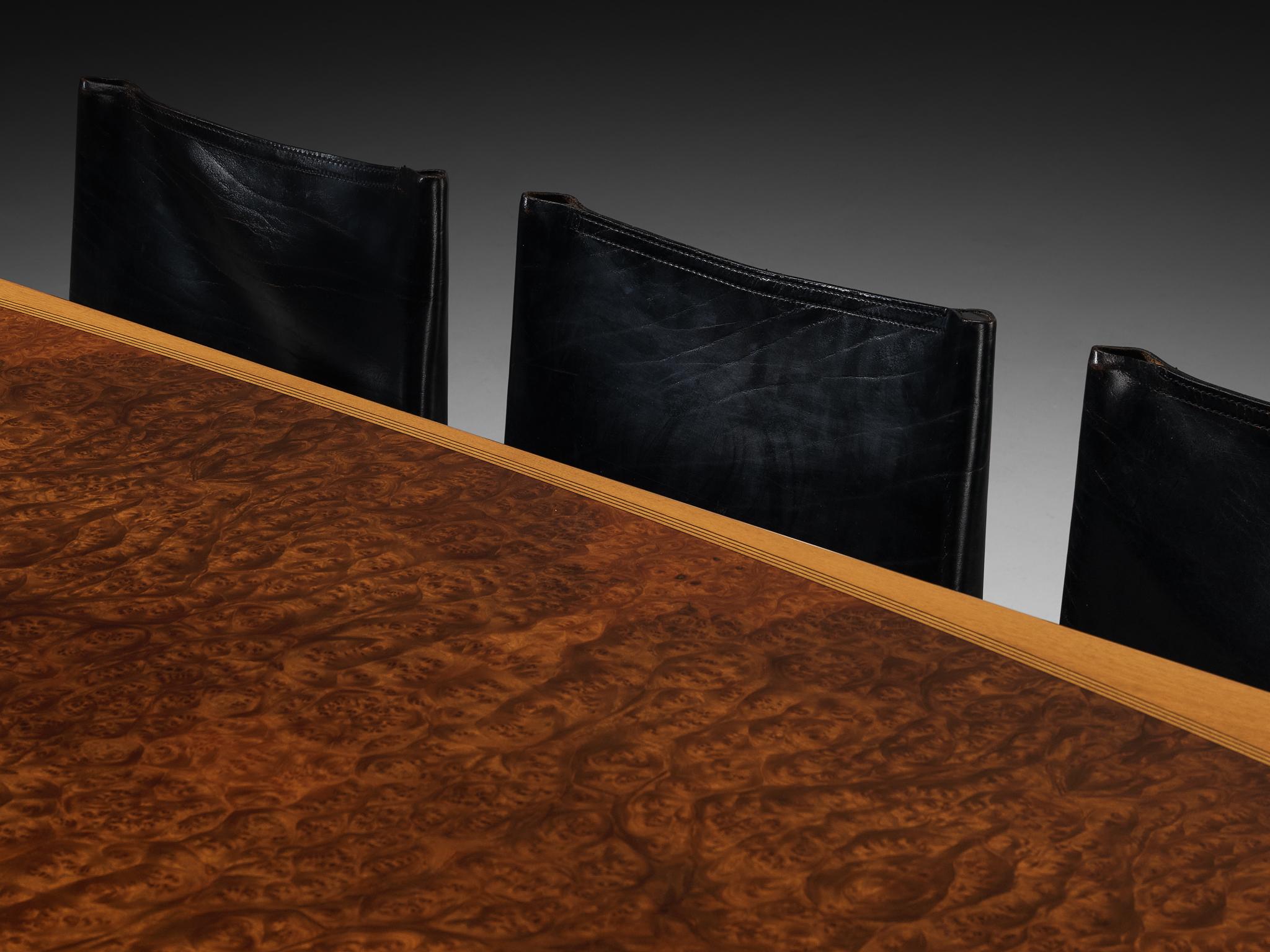 Brass Afra & Tobia Scarpa Large Artona Dining Table with Monk Dining Chairs For Sale