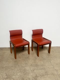 Leather and Plywood Dining Chairs in the Style of Mobil Girgi, Set of 4