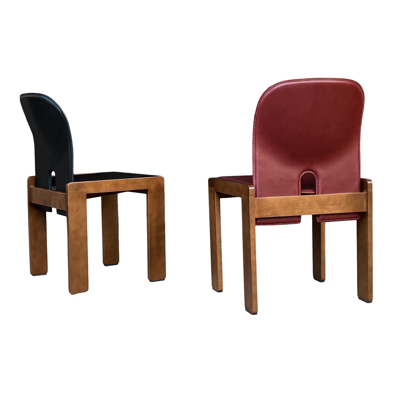 Afra & Tobia Scarpa Leather Model 121 Dining Chair for Cassina, 1967, Set of 8 in vendita 2