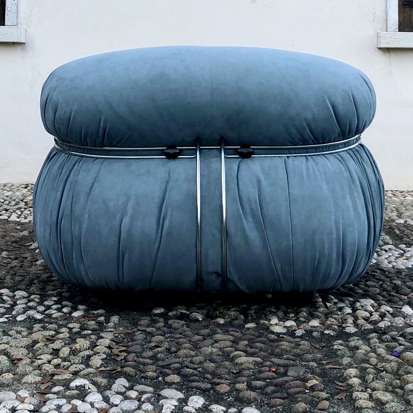 Afra & Tobia Scarpa Hellblauer Alcantara Soriana Liegesessel für Cassina, 1969 im Angebot 3