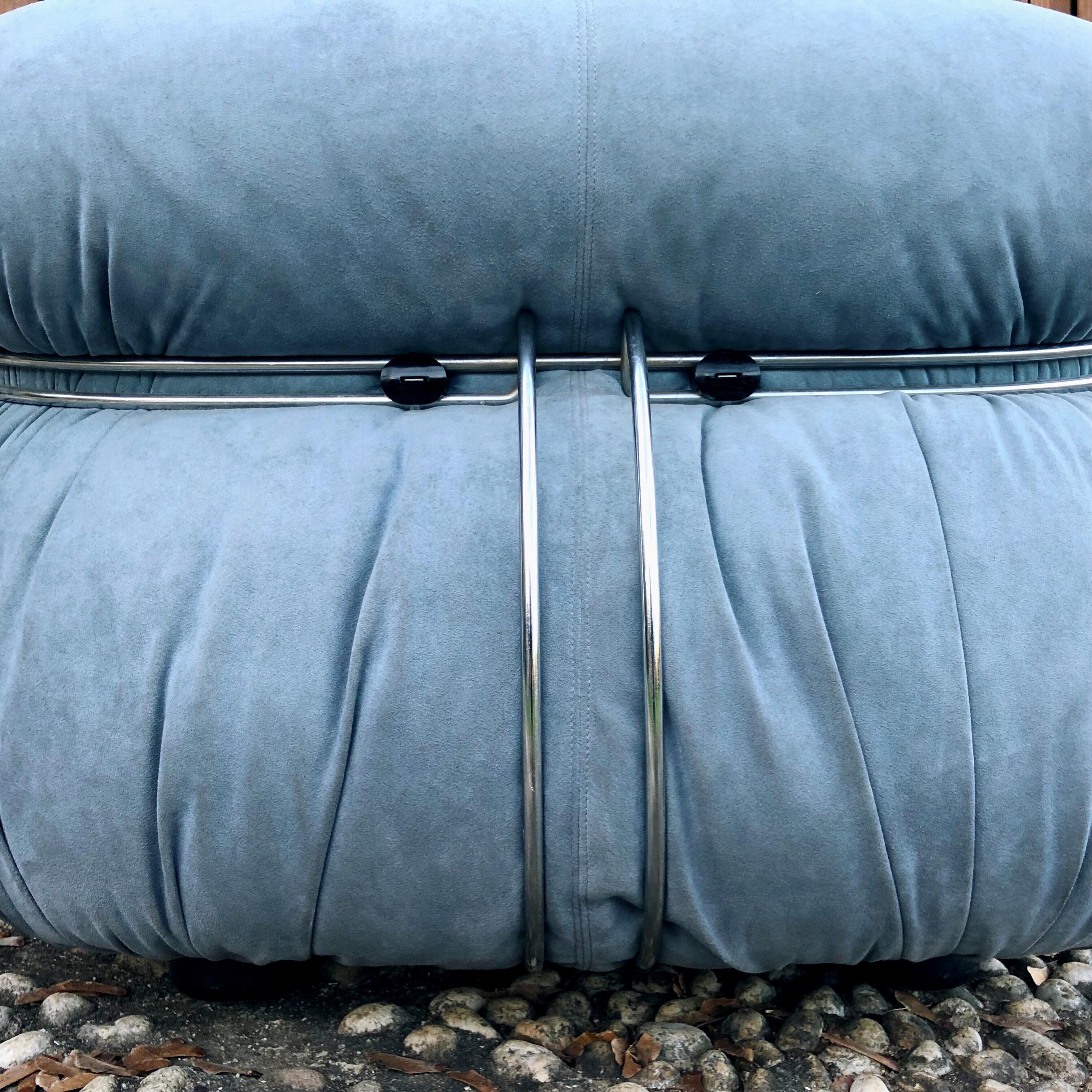Afra & Tobia Scarpa Hellblauer Alcantara Soriana Liegesessel für Cassina, 1969 im Angebot 4