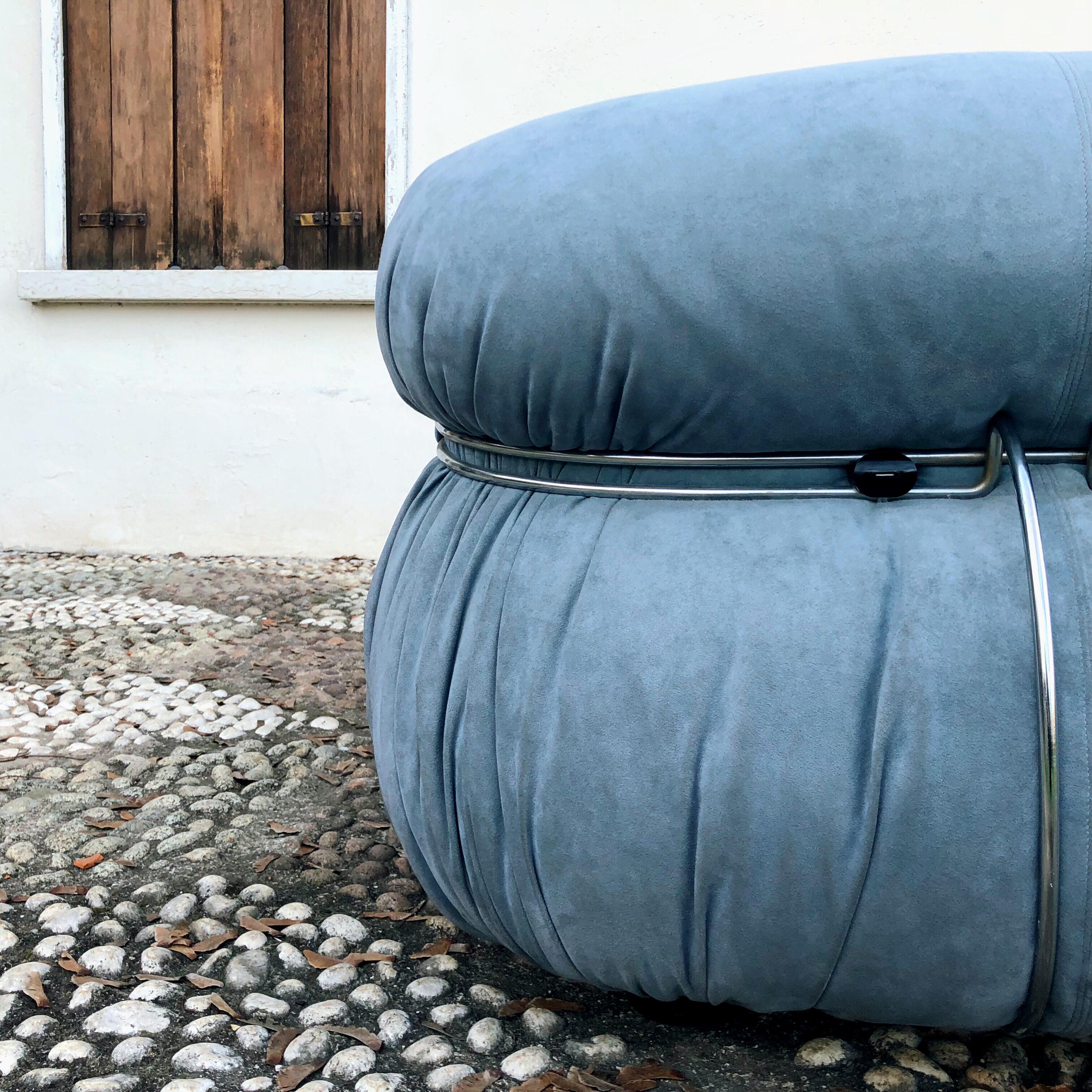 Afra & Tobia Scarpa Hellblauer Alcantara Soriana Liegesessel für Cassina, 1969 im Angebot 5