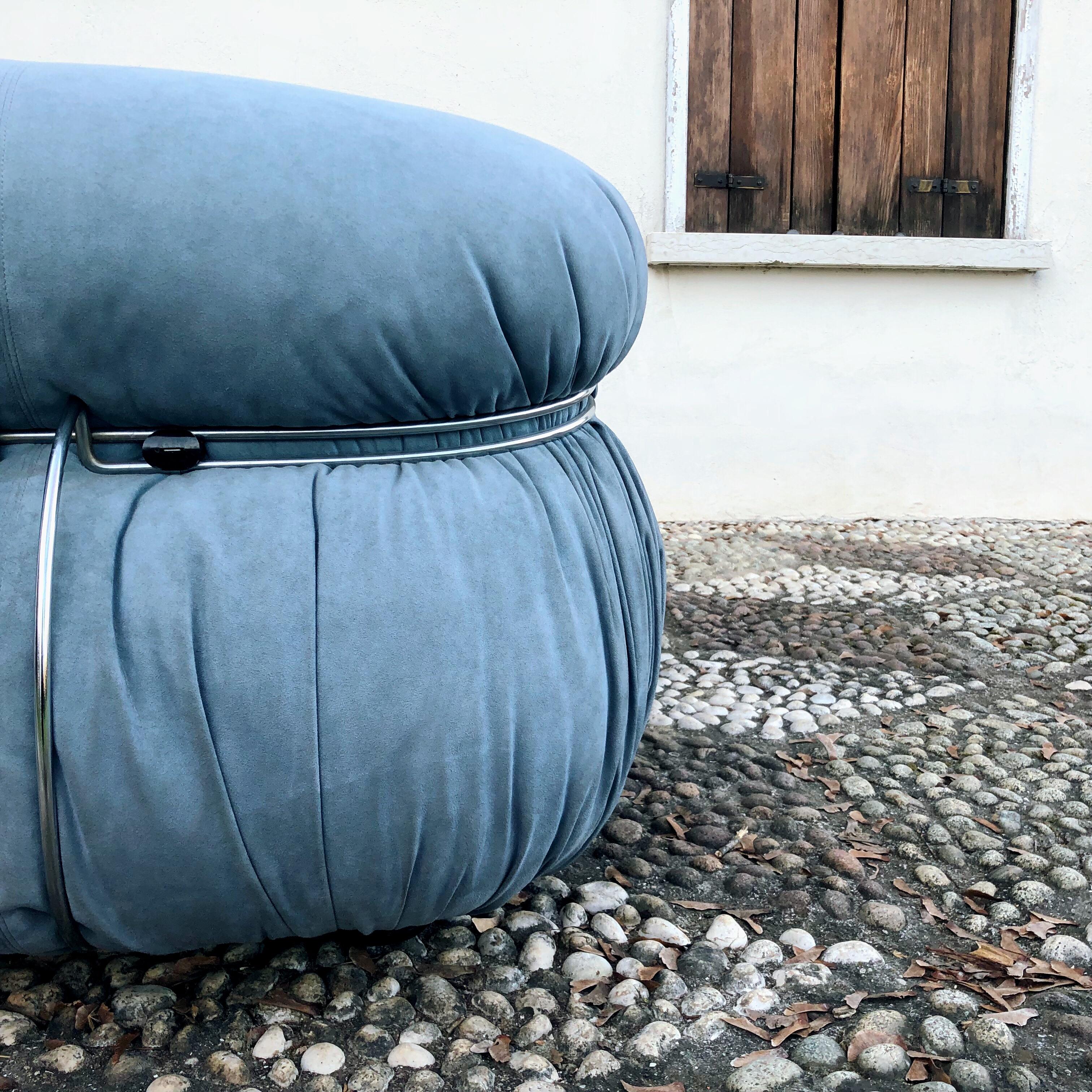 Afra & Tobia Scarpa Hellblauer Alcantara Soriana Liegesessel für Cassina, 1969 im Angebot 6