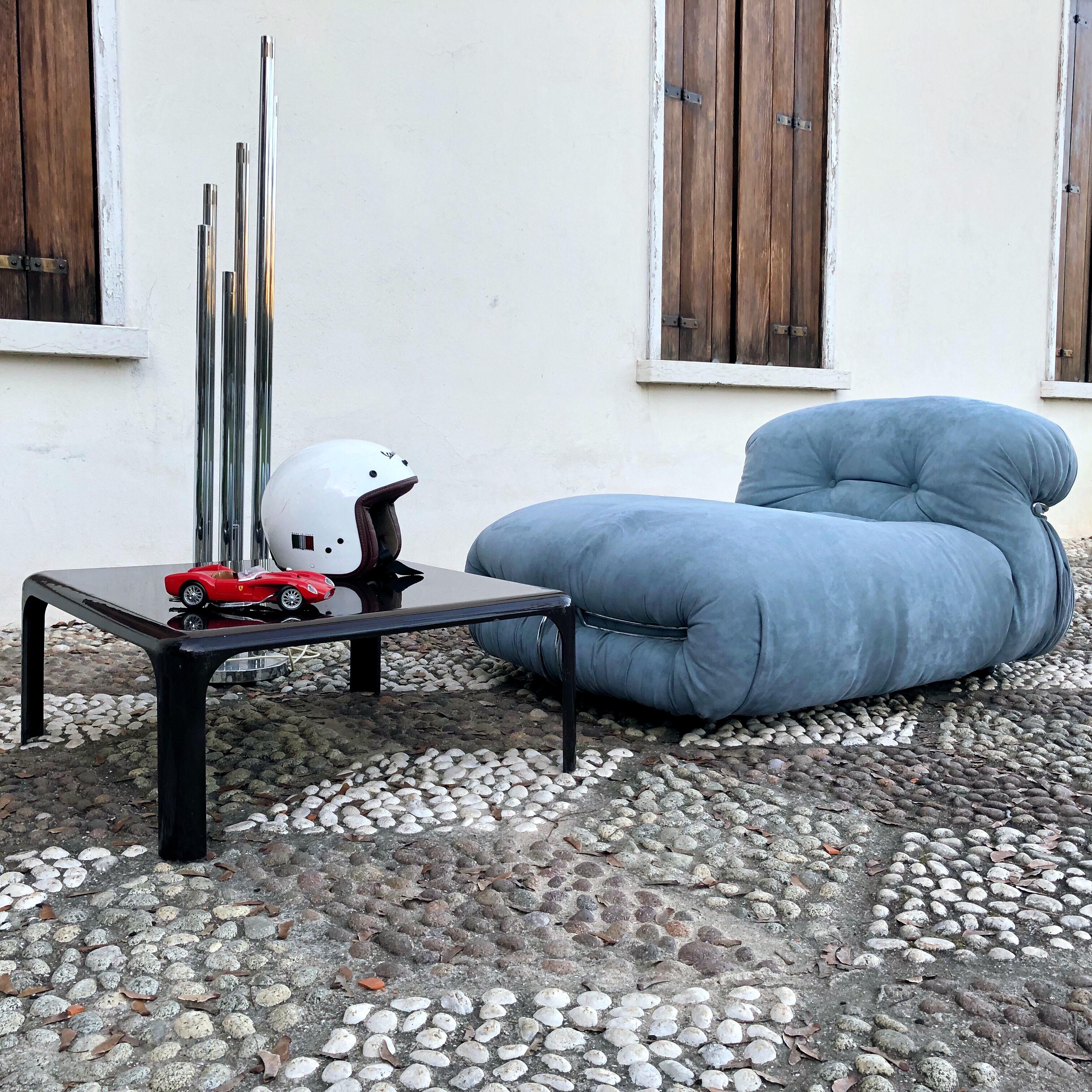Afra & Tobia Scarpa Hellblauer Alcantara Soriana Liegesessel für Cassina, 1969 im Angebot 9
