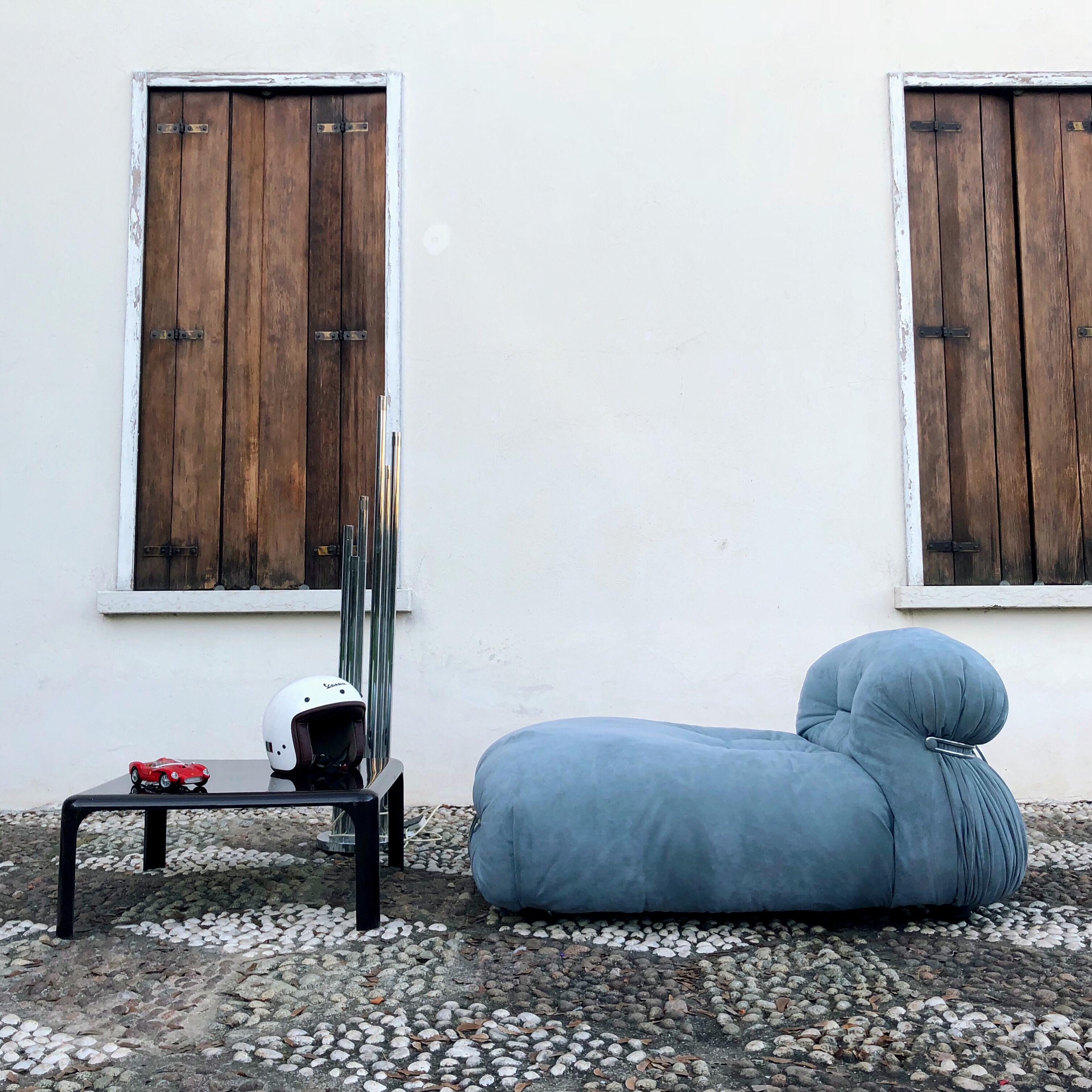 Afra & Tobia Scarpa Hellblauer Alcantara Soriana Liegesessel für Cassina, 1969 im Angebot 10