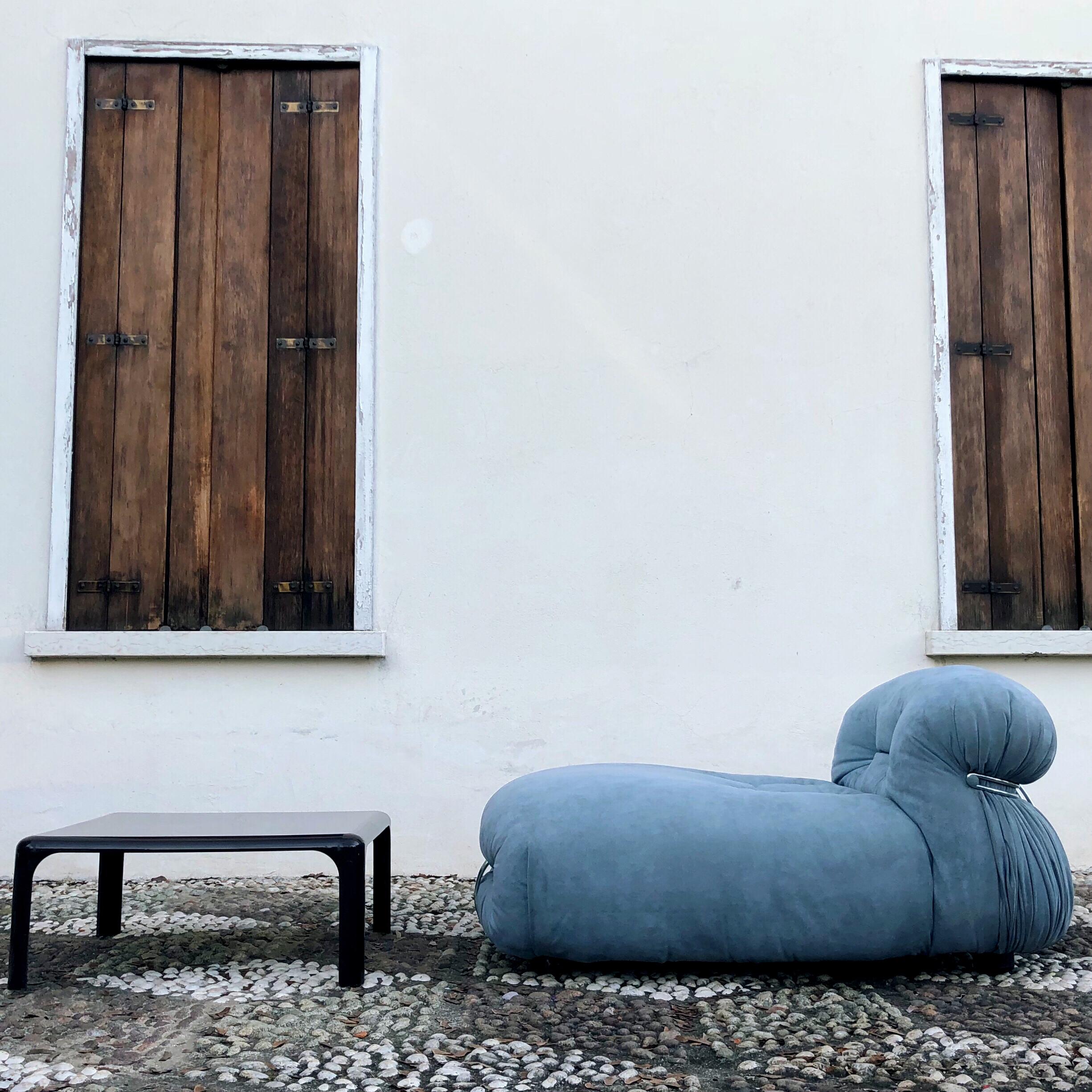 Afra & Tobia Scarpa Hellblauer Alcantara Soriana Liegesessel für Cassina, 1969 im Angebot 11