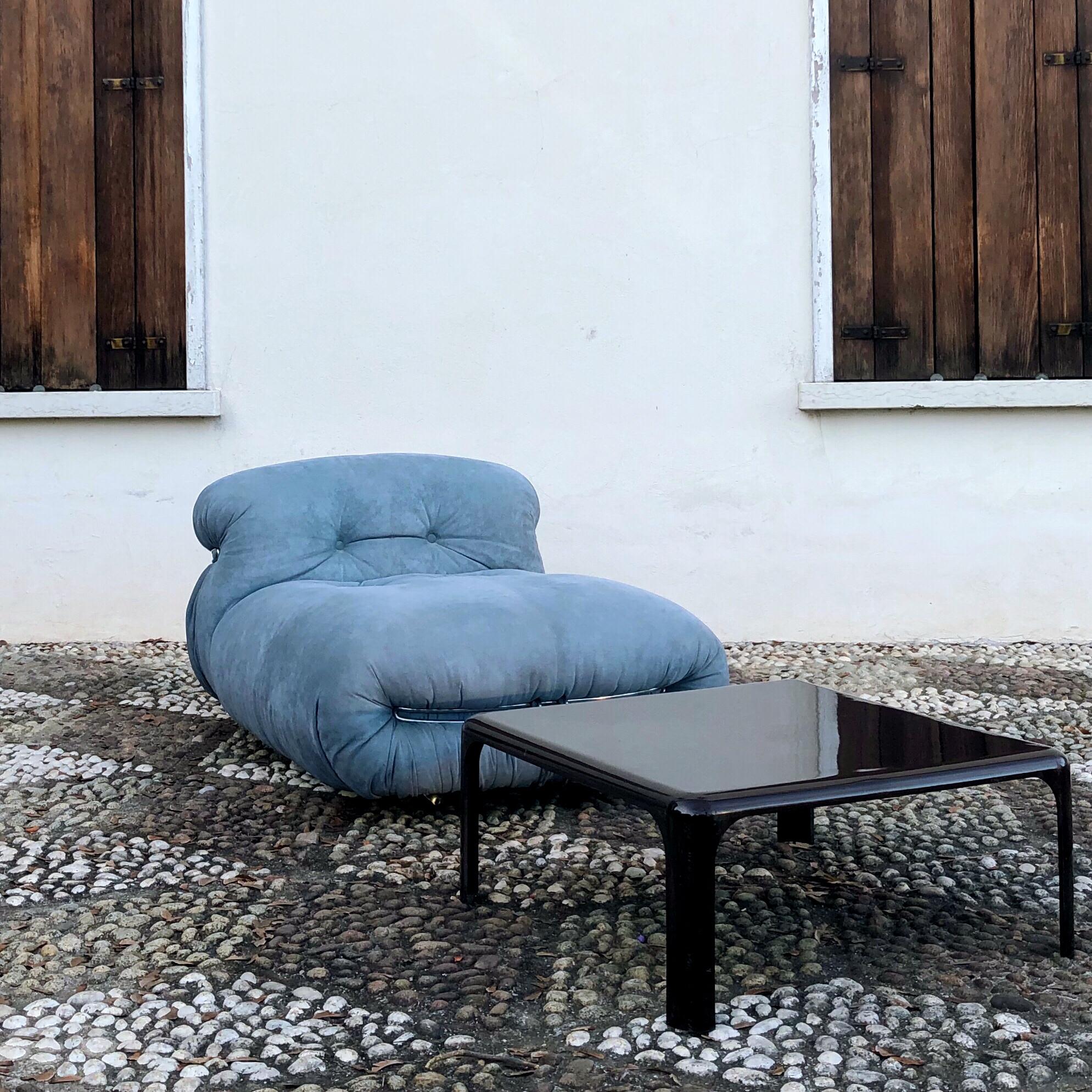 Afra & Tobia Scarpa Hellblauer Alcantara Soriana Liegesessel für Cassina, 1969 im Angebot 12