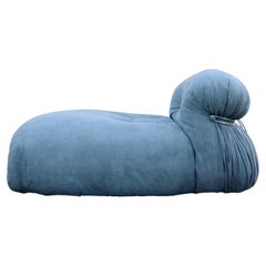 Afra & Tobia Scarpa Light Blue Alcantara Soriana Chaise Lounge for Cassina, 1969