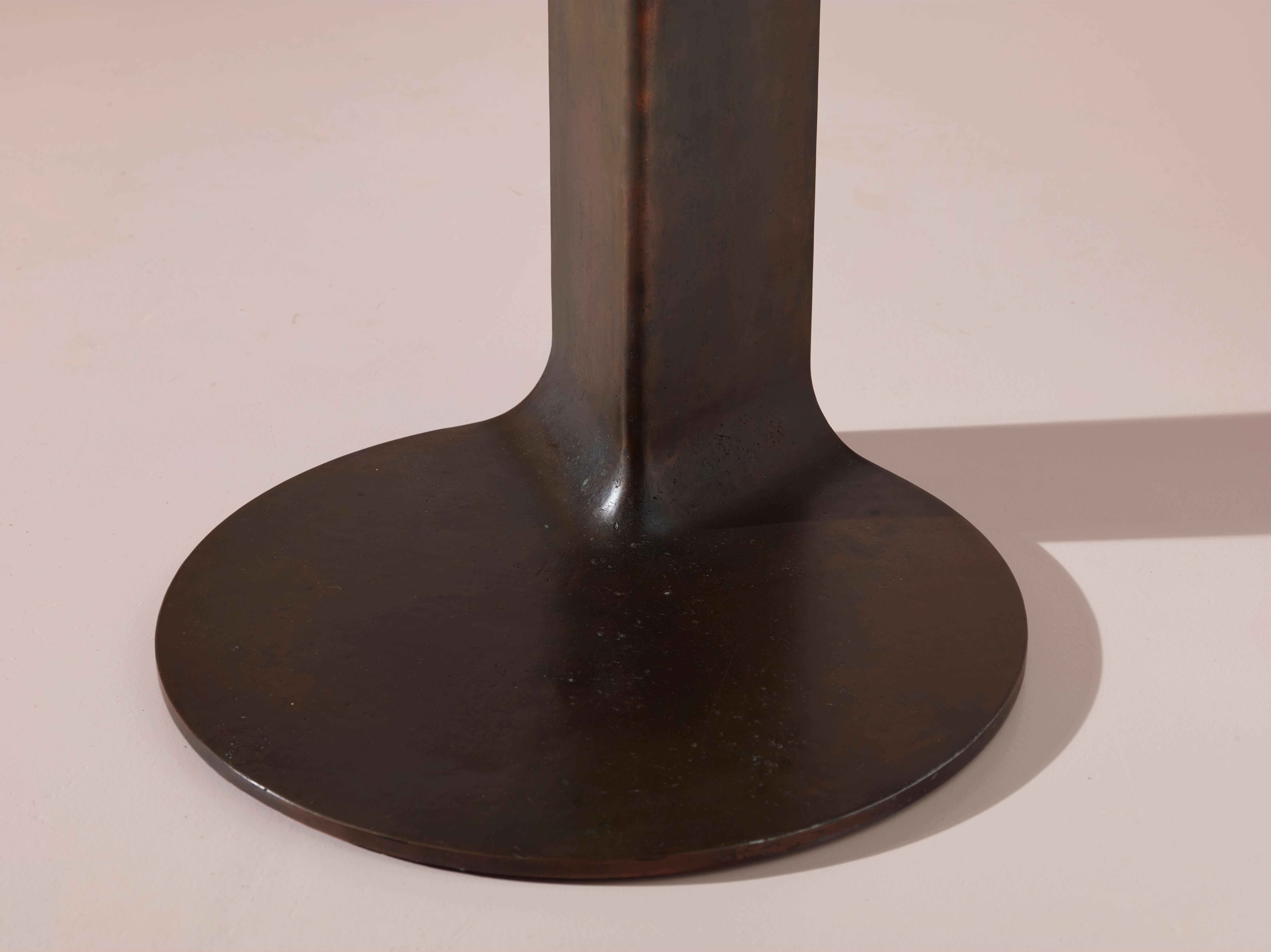 Runder Tisch aus Metall und Glas von Afra & Tobia Scarpa, Modell Tl59 von Poggi, Italien 1970er Jahre (Organische Moderne)