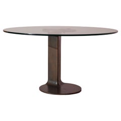 Afra & Tobia Scarpa metal and glass round table model Tl59 by Poggi, Italy 1970s