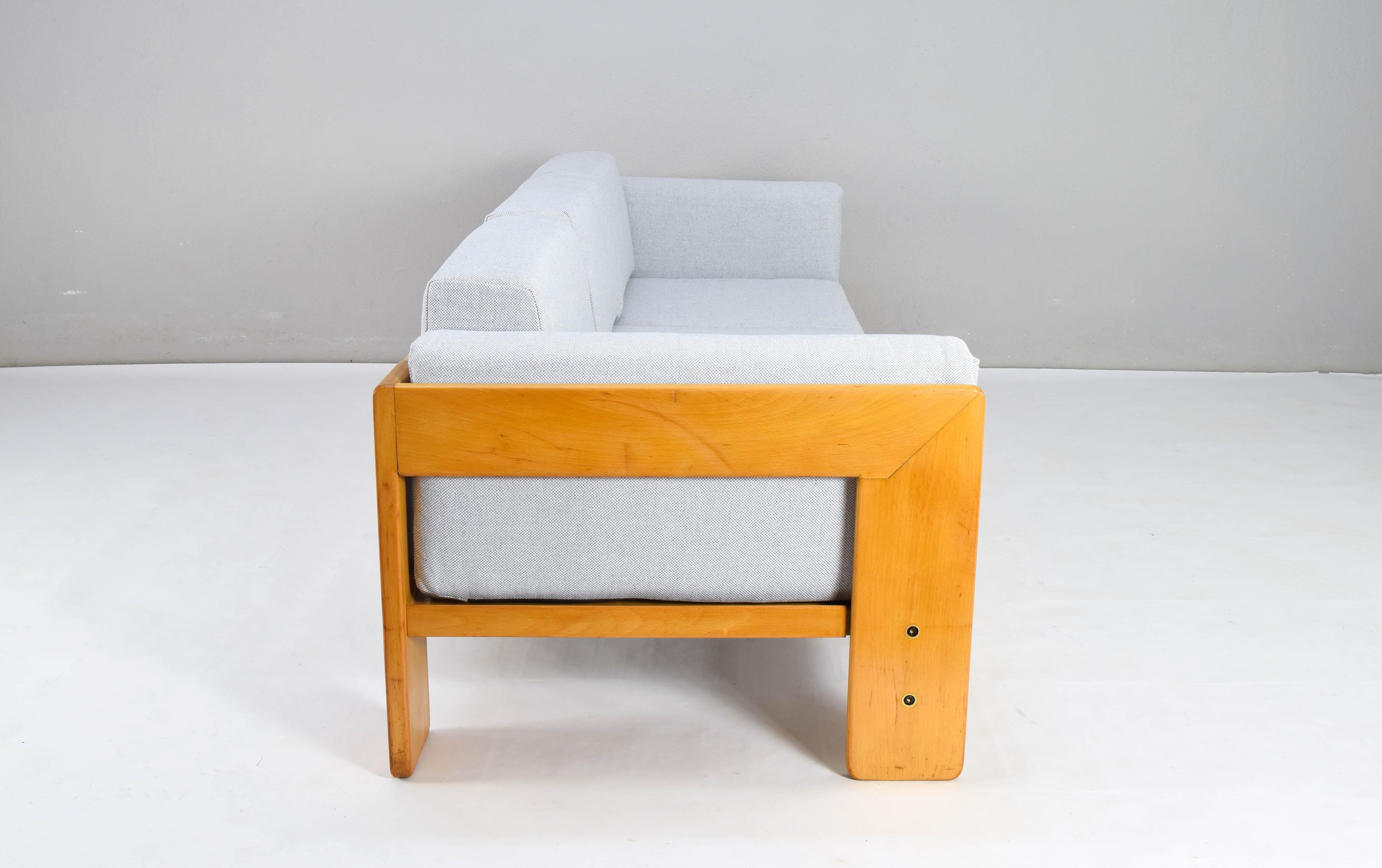 Afra & Tobia Scarpa Midcentury Italian Fabric and Wood Bastiano Sofa by Gavina 1