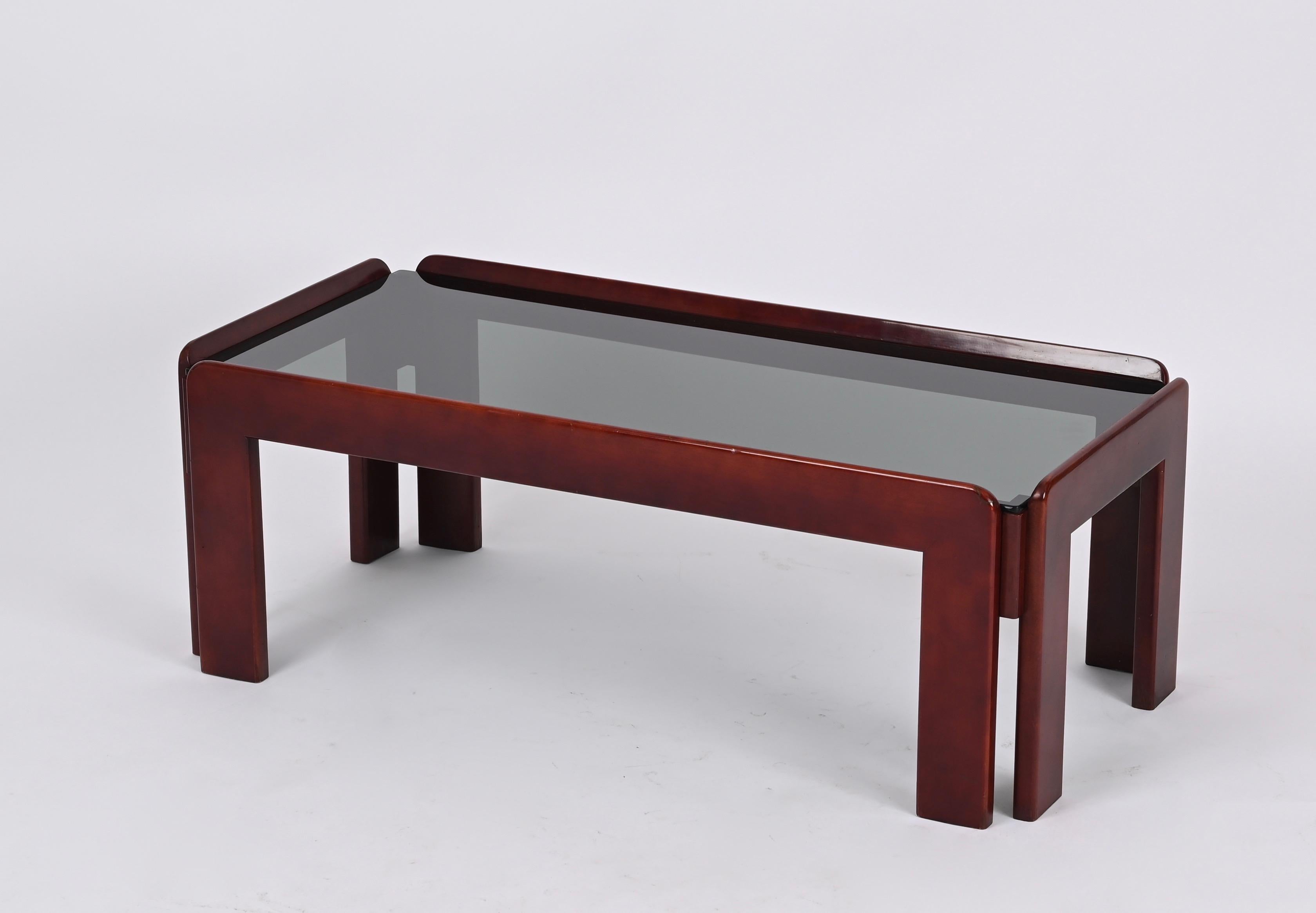Afra & Tobia Scarpa Mid-Century Walnut Coffee Table for Cassina, Italy 1960s For Sale 3