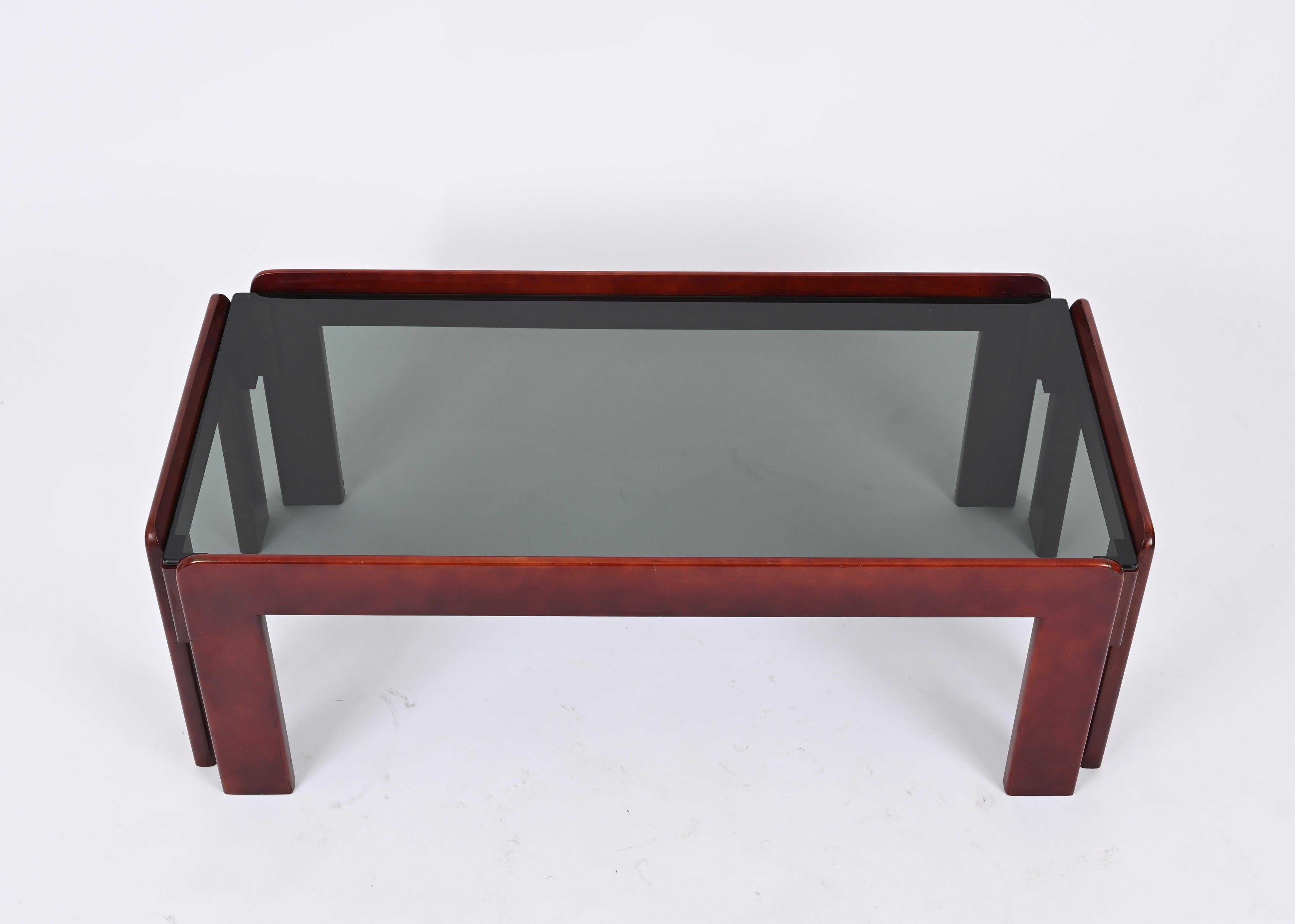 Hand-Crafted Afra & Tobia Scarpa Mid-Century Walnut Coffee Table for Cassina, Italy 1960s For Sale