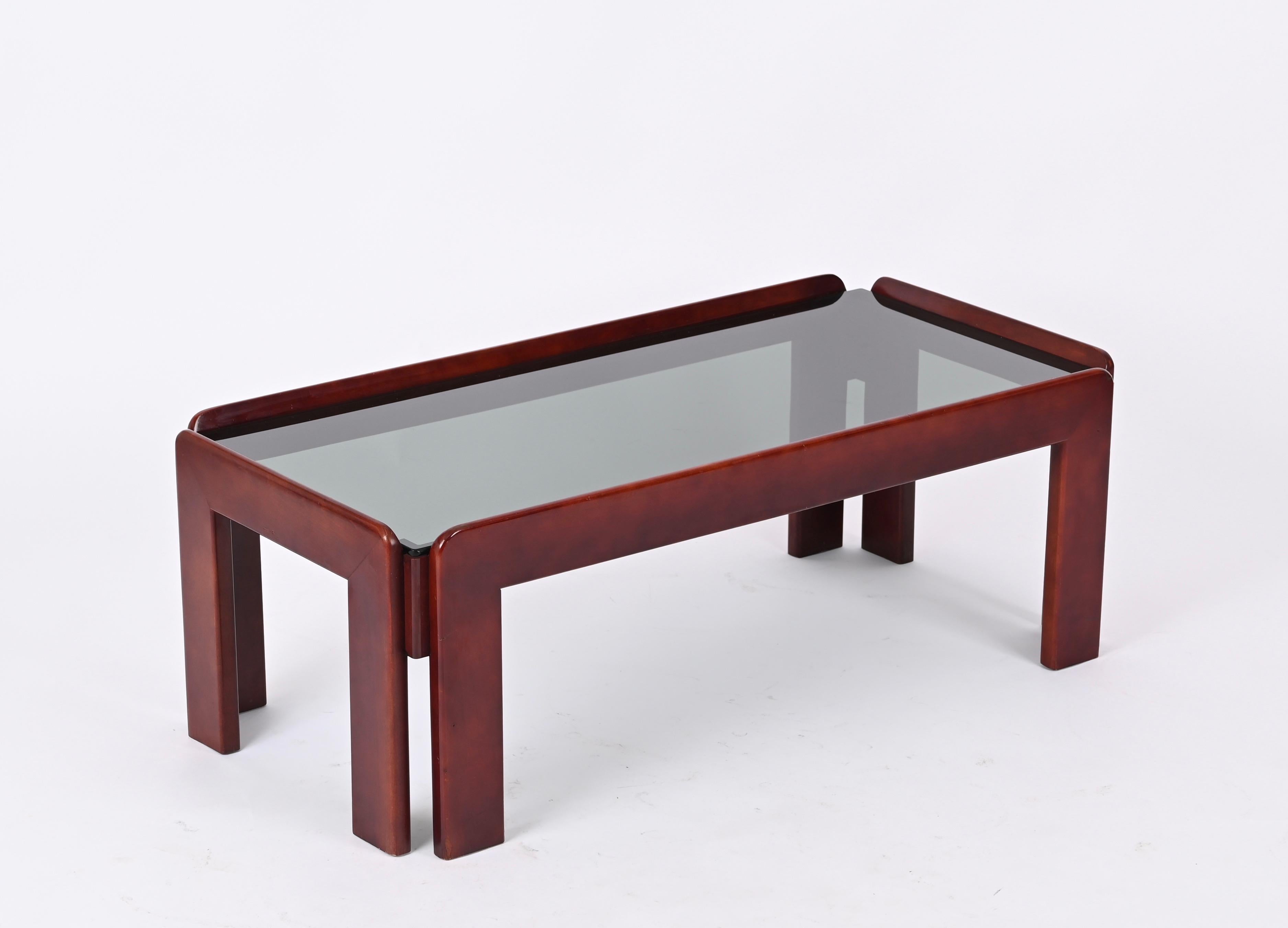 Afra & Tobia Scarpa Mid-Century Walnut Coffee Table for Cassina, Italy 1960s In Good Condition For Sale In Roma, IT
