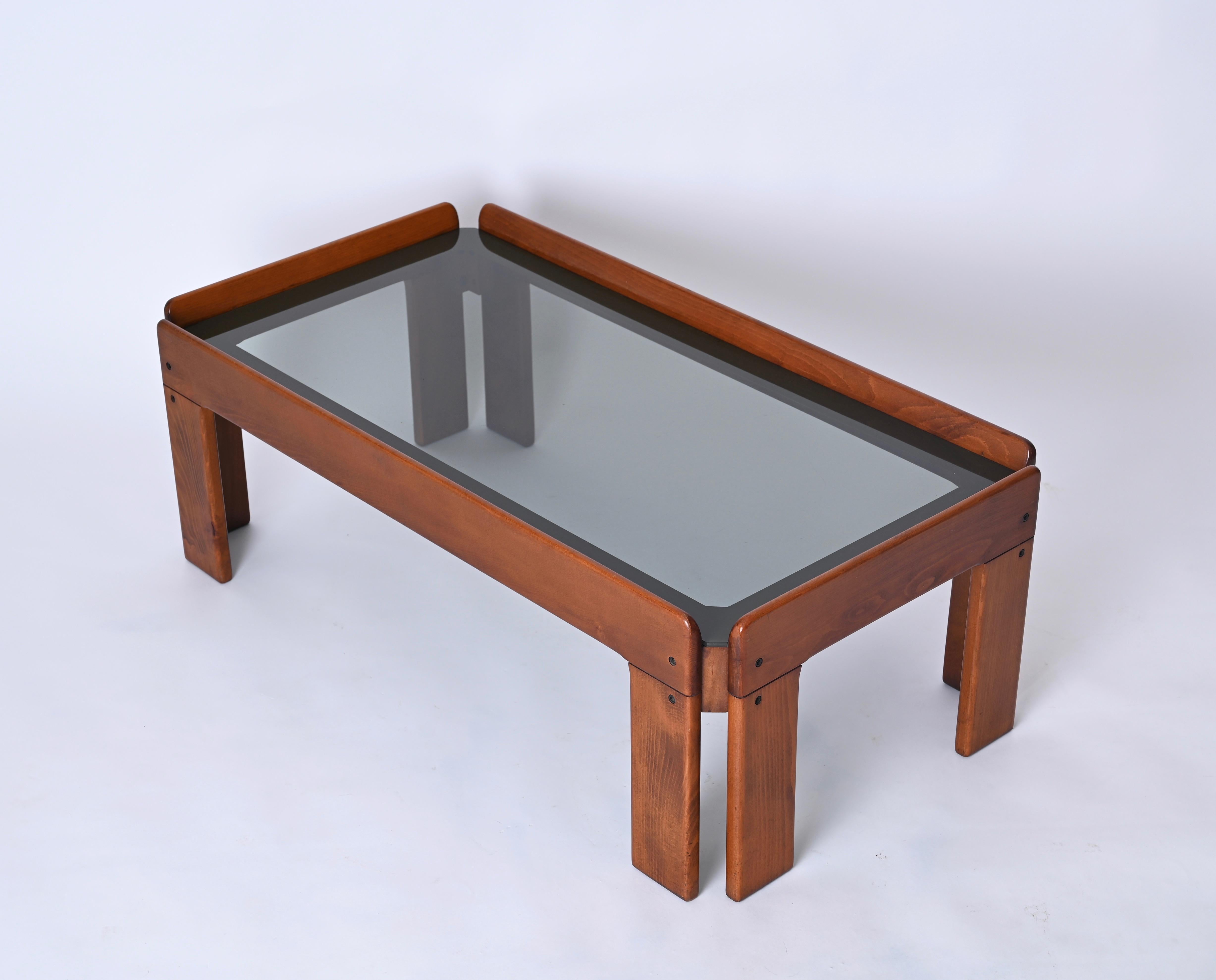 Mid-20th Century Afra & Tobia Scarpa Mid-Century Walnut Coffee Table for Cassina, Italy 1960s For Sale