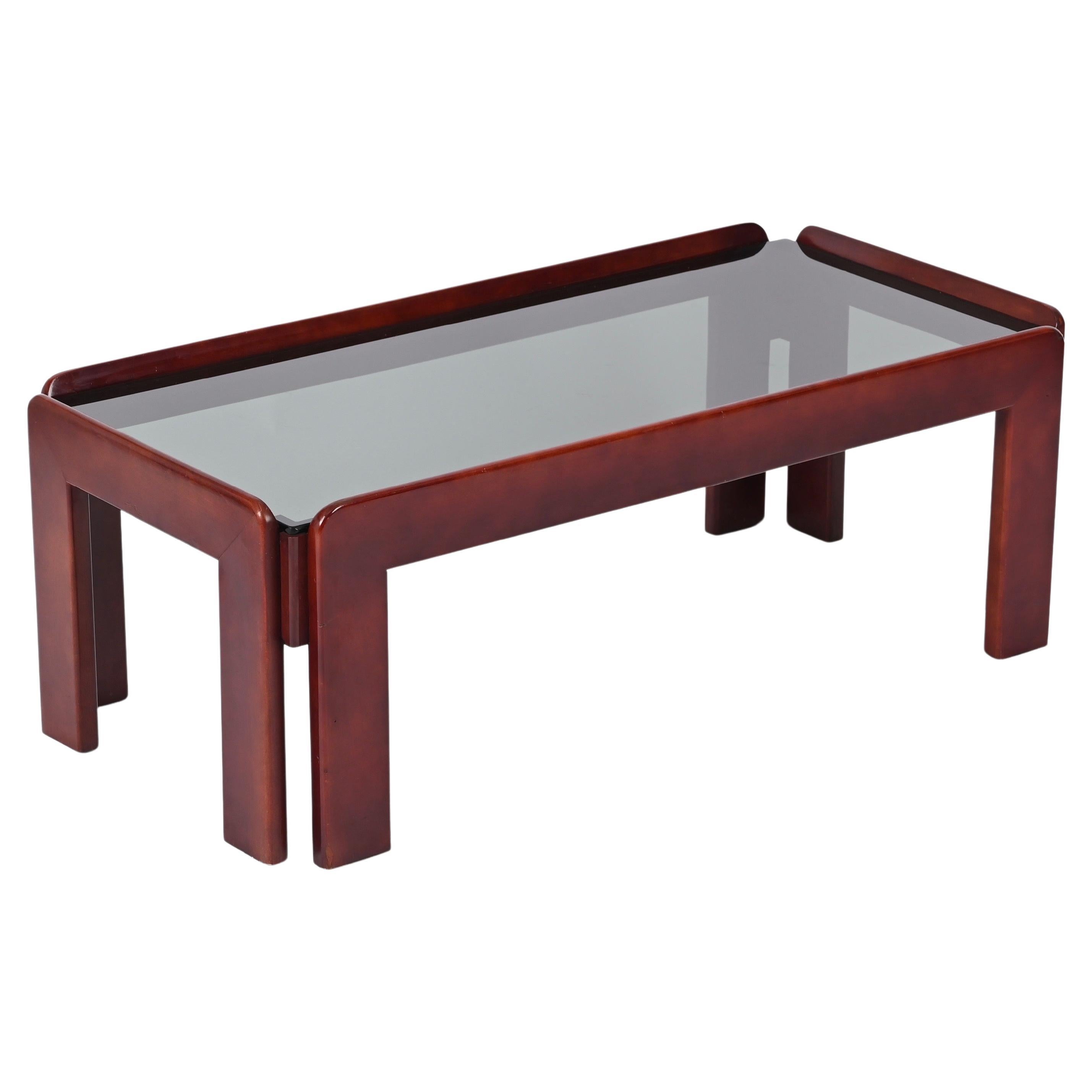 Afra & Tobia Scarpa Mid-Century Walnut Coffee Table for Cassina, Italy 1960s For Sale