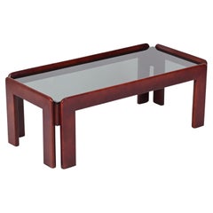 Mesa de centro de nogal de mediados de siglo Afra & Tobia Scarpa para Cassina, Italia Años 60