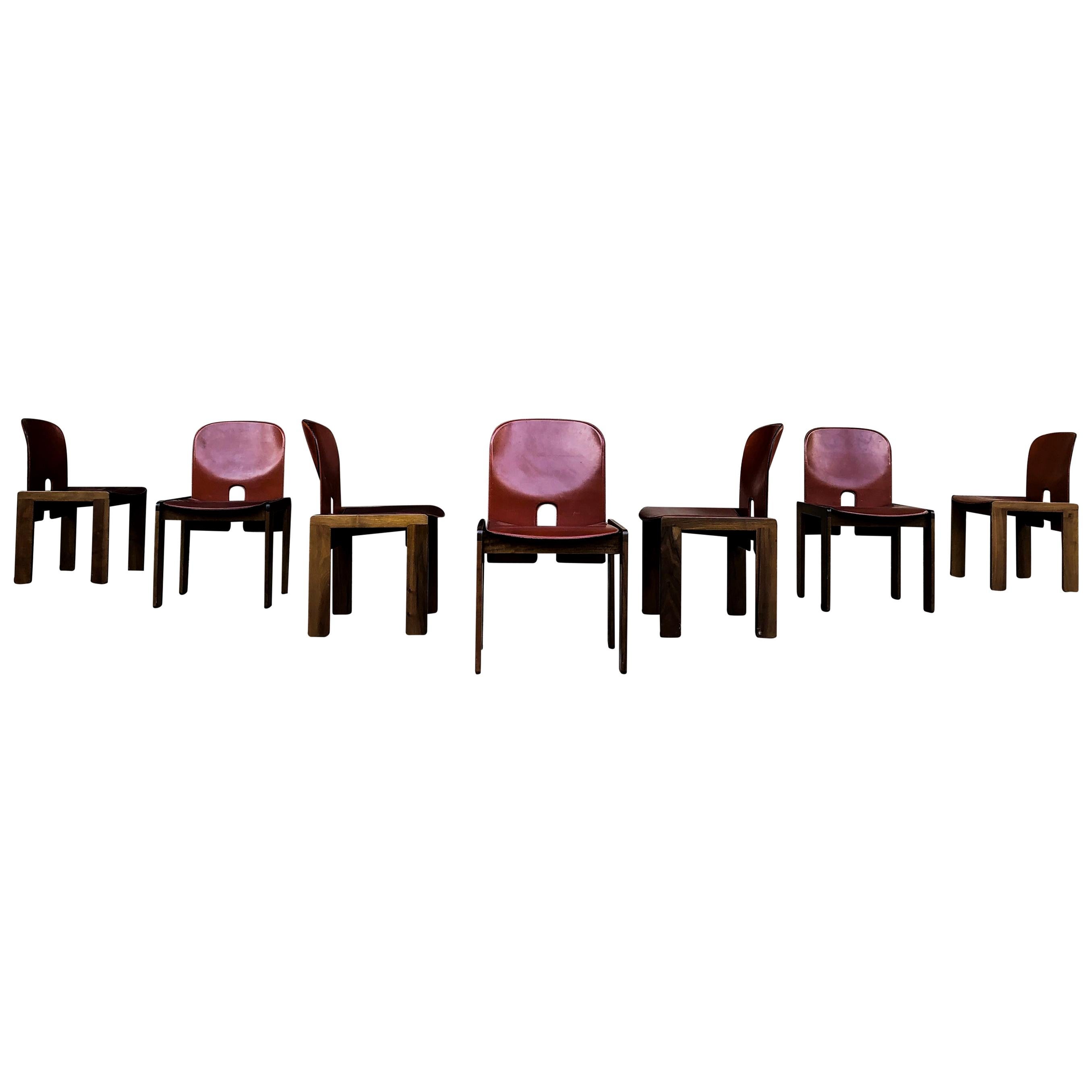 Afra & Tobia Scarpa Midcentury "121" Dining Chair for Cassina, 1967, Set of 7