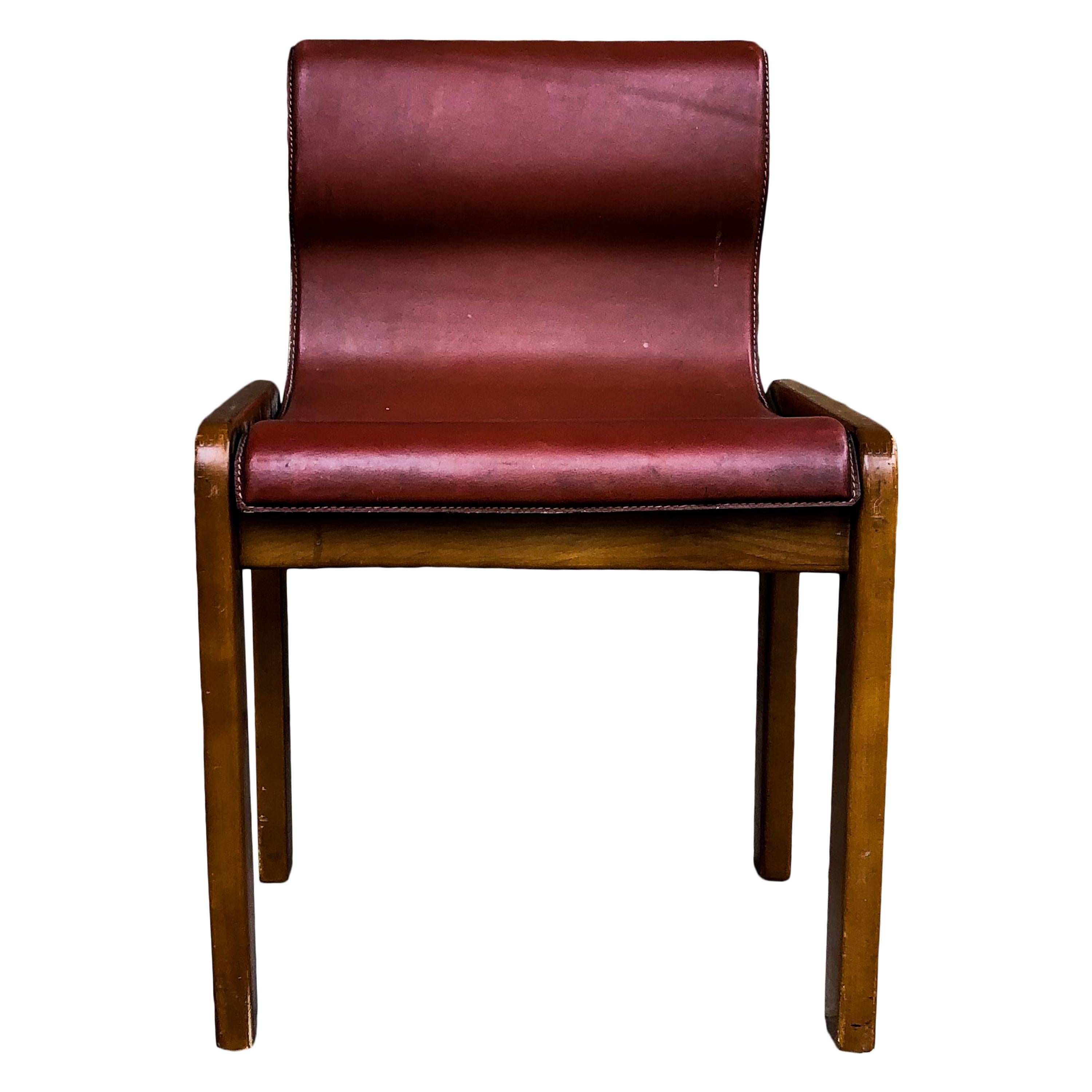 Afra & Tobia Scarpa Midcentury Leather and Plywood Dining Chair, 1966, Set of 4 For Sale 7