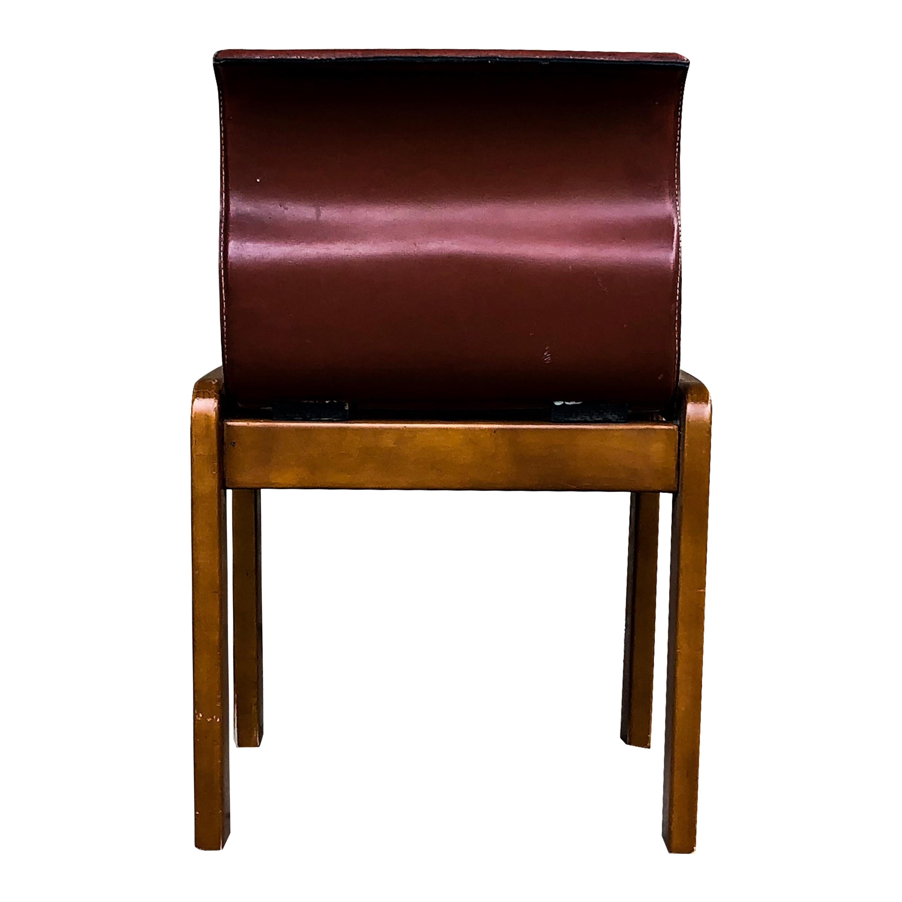 Afra & Tobia Scarpa Midcentury Leather and Plywood Dining Chair, 1966, Set of 4 For Sale 10