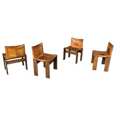 Afra & Tobia Scarpa Midcentury "Monk" Dining Chair for Molteni, 1973, Set of 4