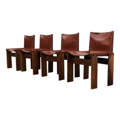 Afra & Tobia Scarpa Midcentury "Monk" Dining Chair for Molteni, 1973, Set of 4