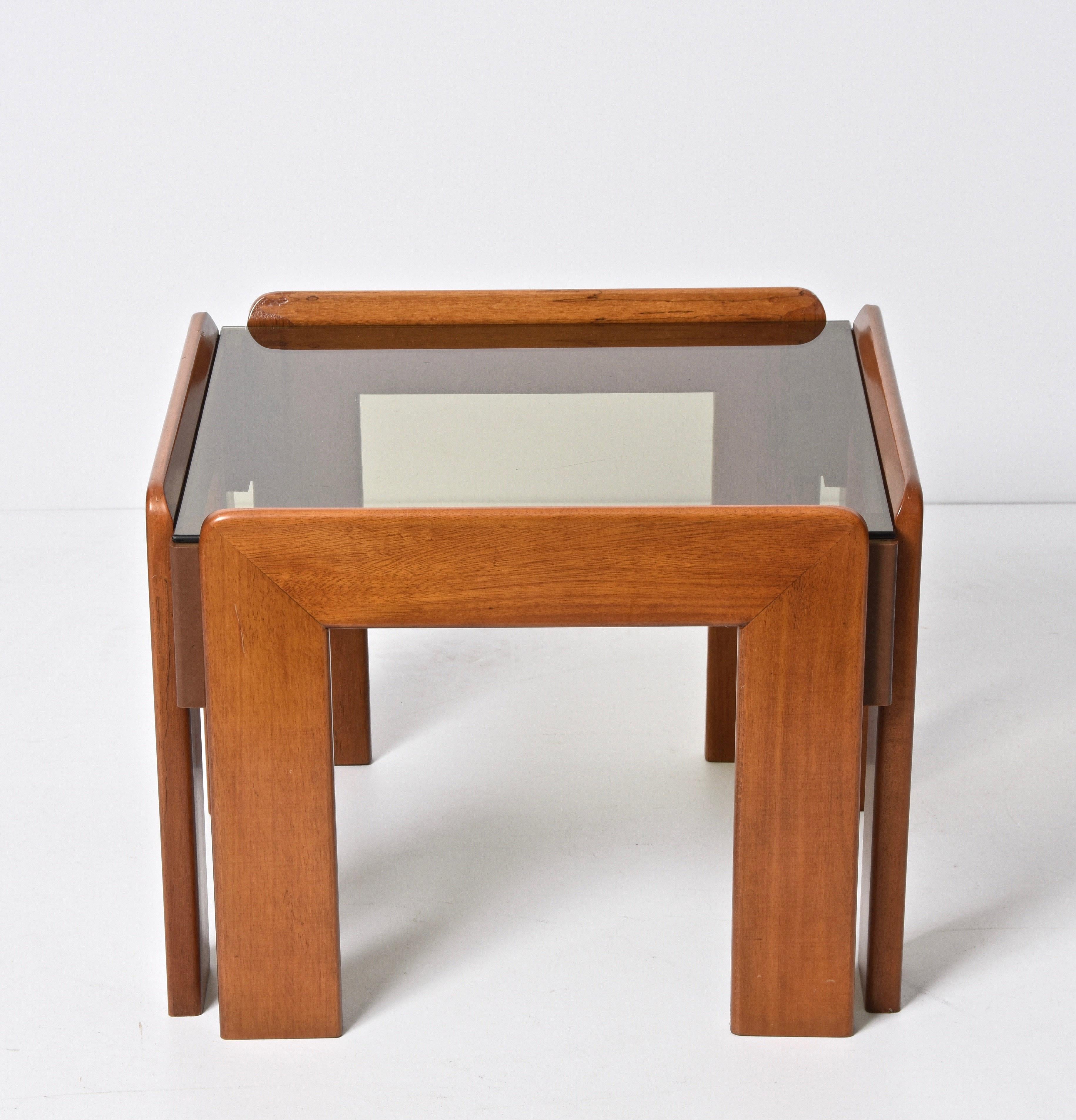 Late 20th Century Afra & Tobia Scarpa Midcentury Squared Wood Italian Coffee Table, 1970s