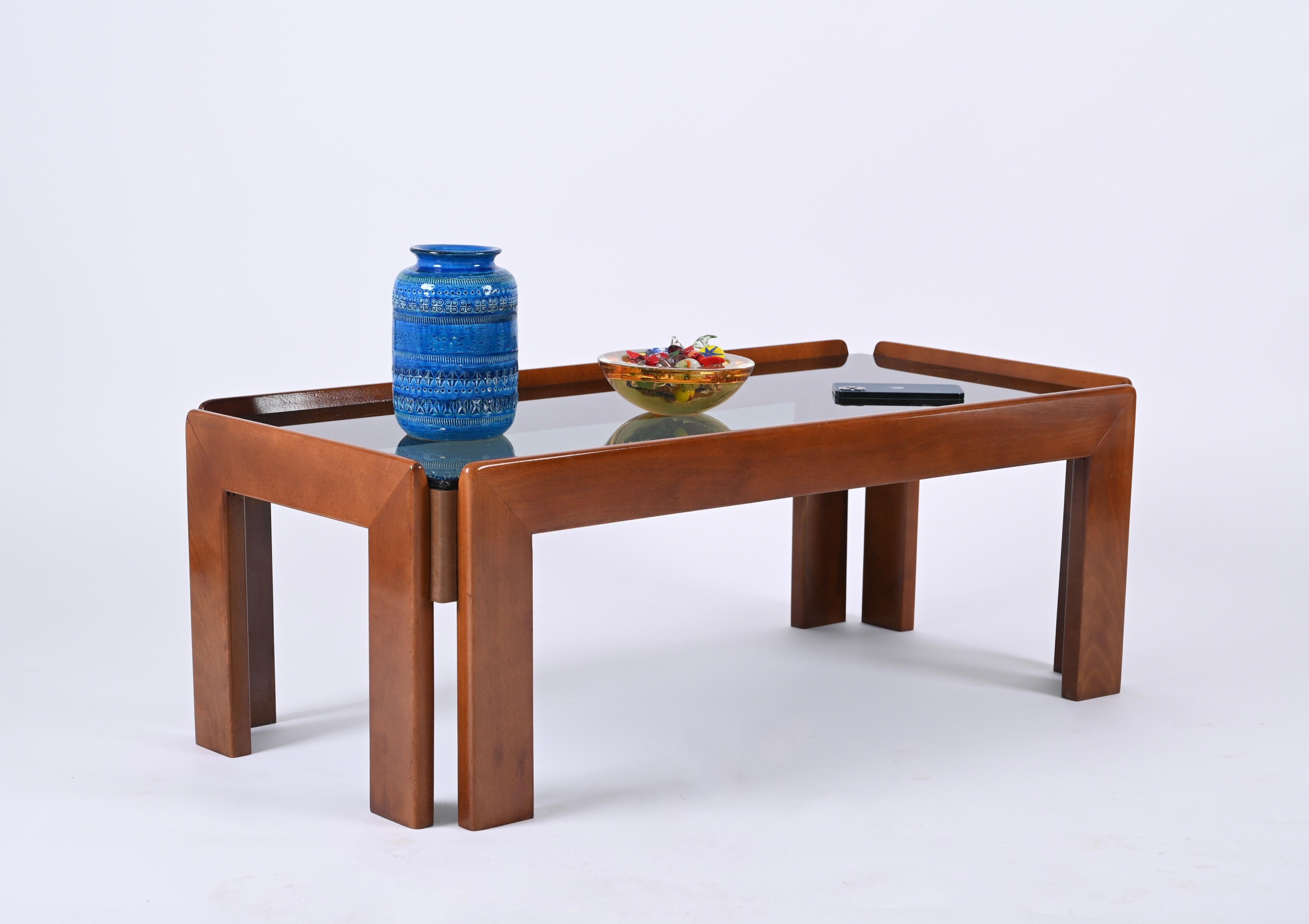 Afra & Tobia Scarpa Mid Century Wood Italian Coffee Table for Cassina, 1960s 5