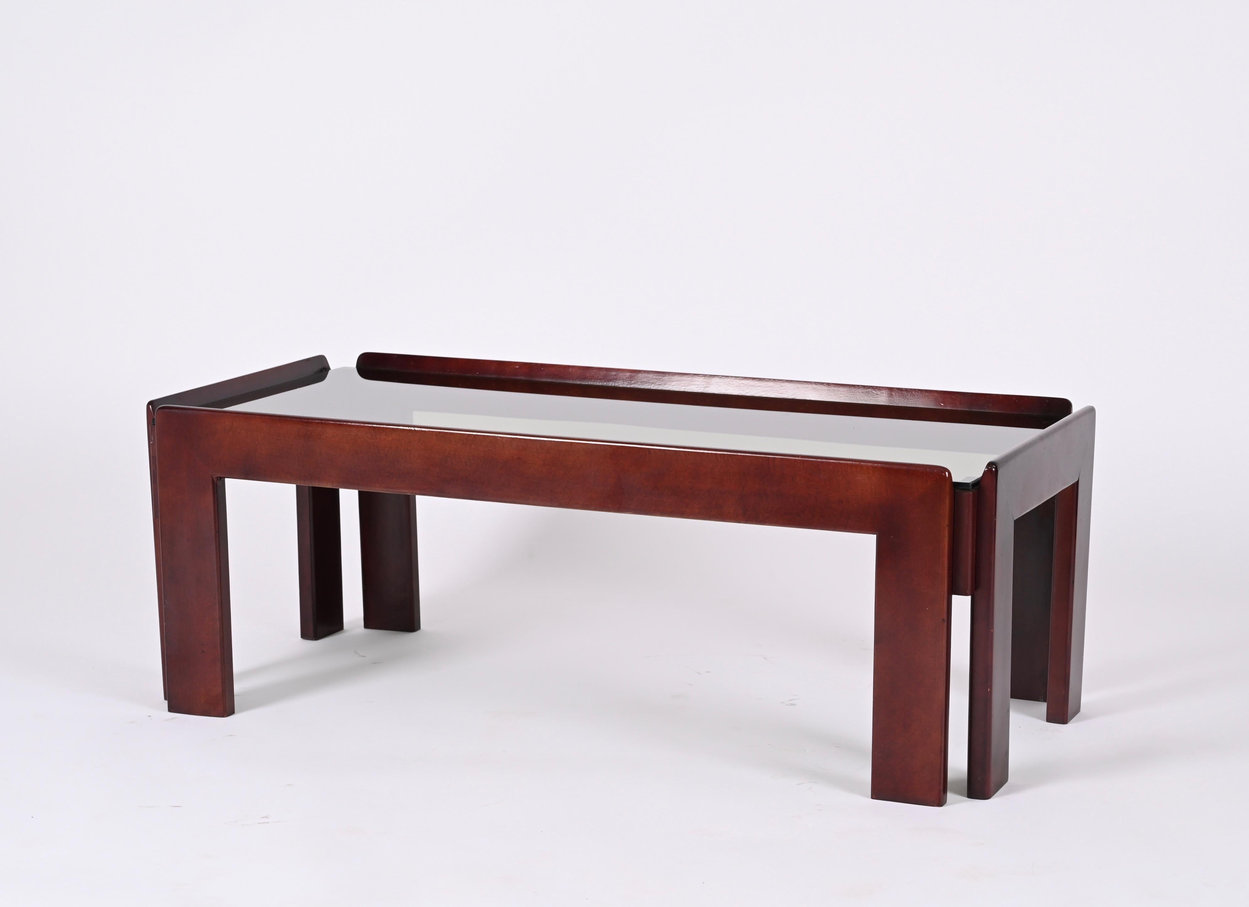 Afra & Tobia Scarpa Midcentury Wood Italian Coffee Table for Cassina, 1960s In Good Condition In Roma, IT