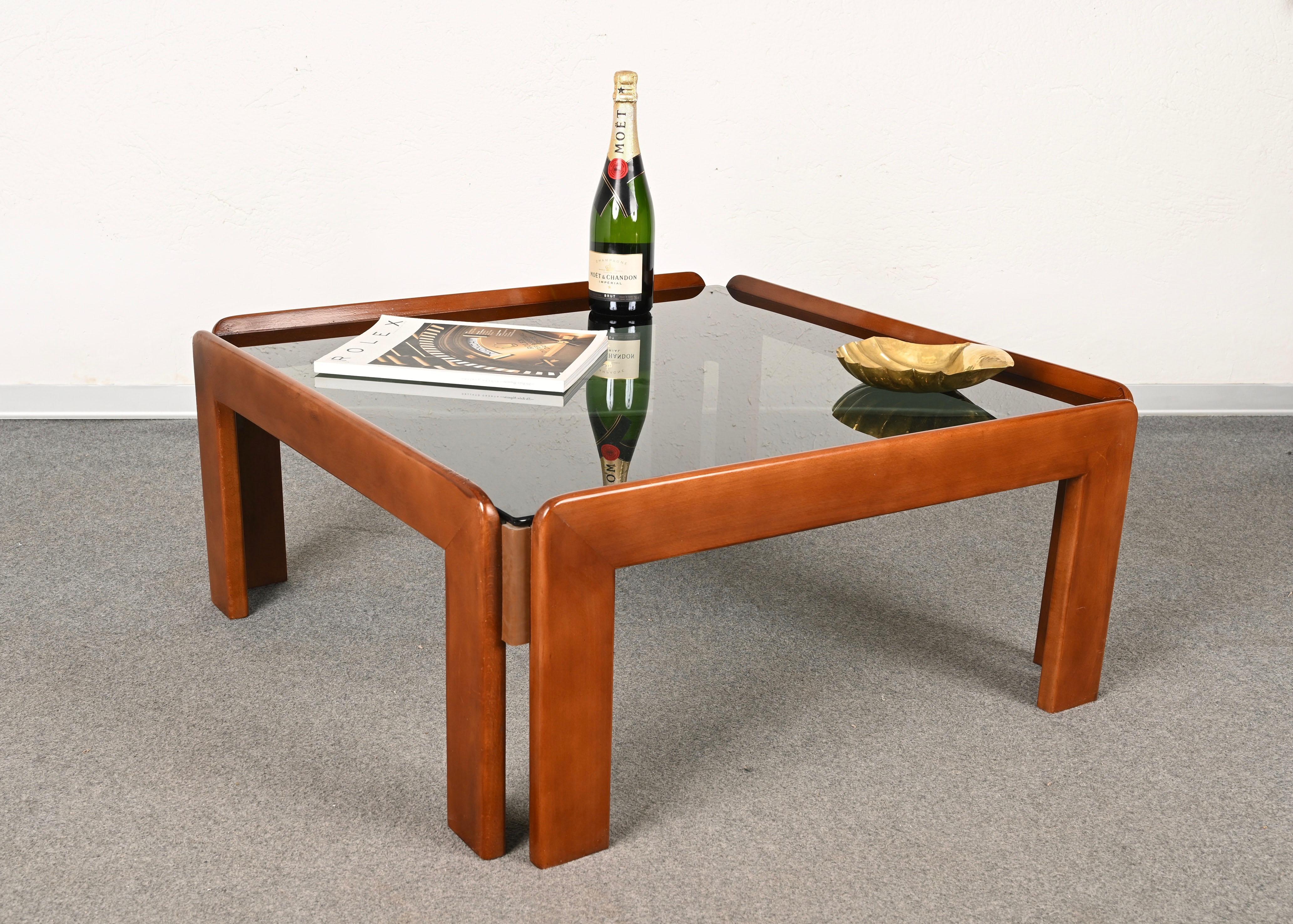Afra & Tobia Scarpa Midcentury Wood Squared Italian Coffee Table, 1960s 6