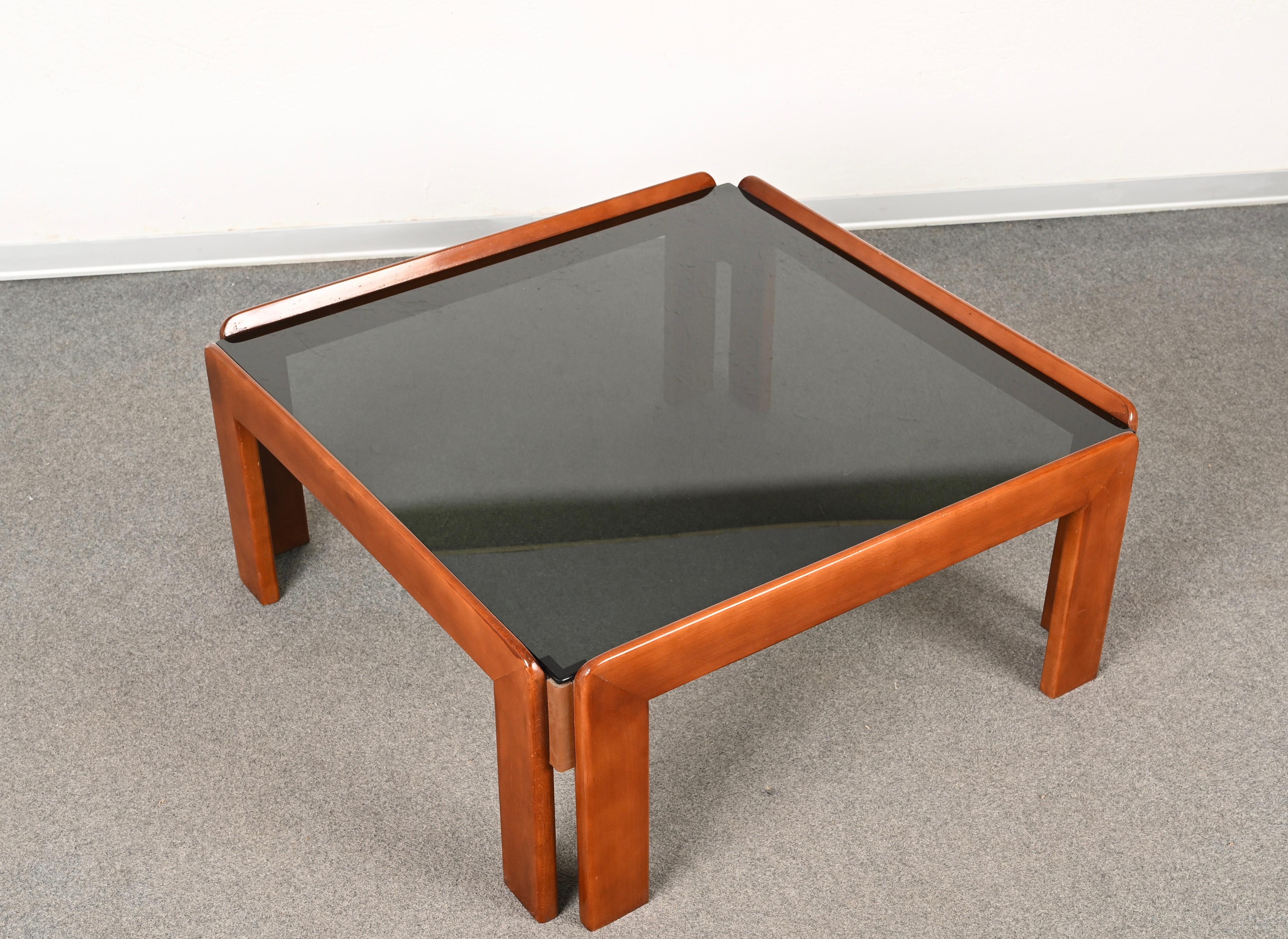 Afra & Tobia Scarpa Midcentury Wood Squared Italian Coffee Table, 1960s For Sale 7