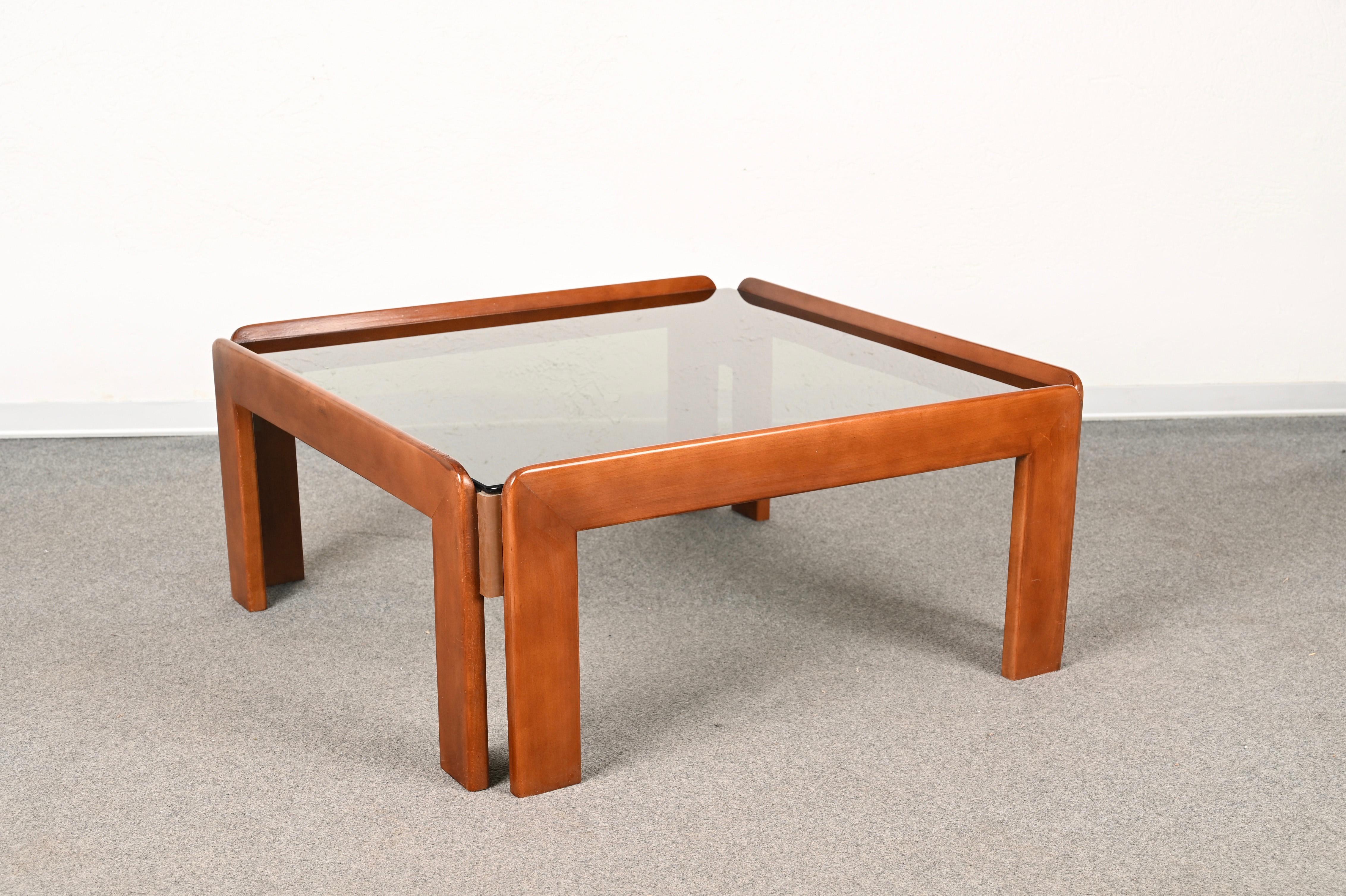 Afra & Tobia Scarpa Midcentury Wood Squared Italian Coffee Table, 1960s For Sale 8
