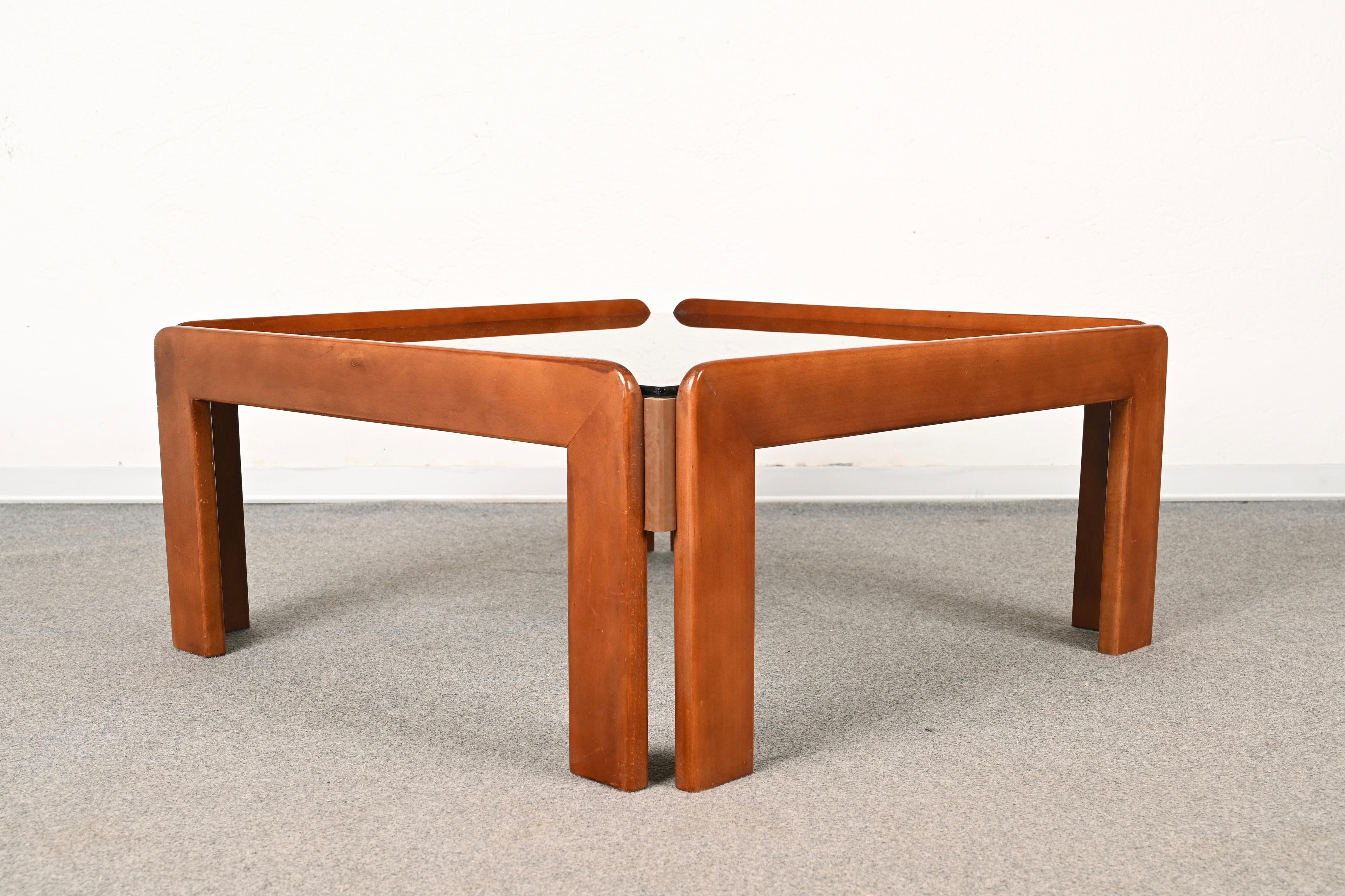 Afra & Tobia Scarpa Midcentury Wood Squared Italian Coffee Table, 1960s 9