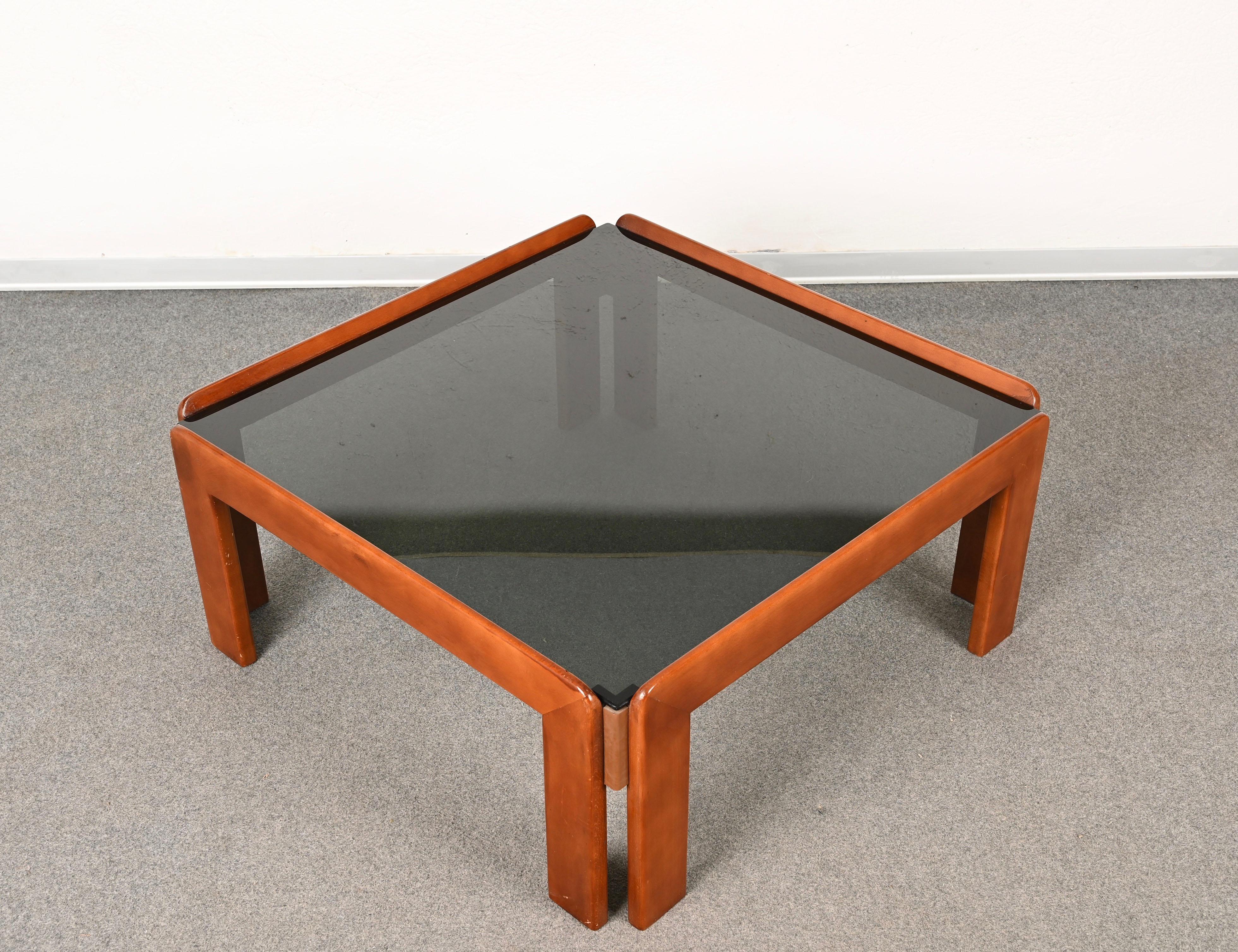 Afra & Tobia Scarpa Midcentury Wood Squared Italian Coffee Table, 1960s For Sale 10