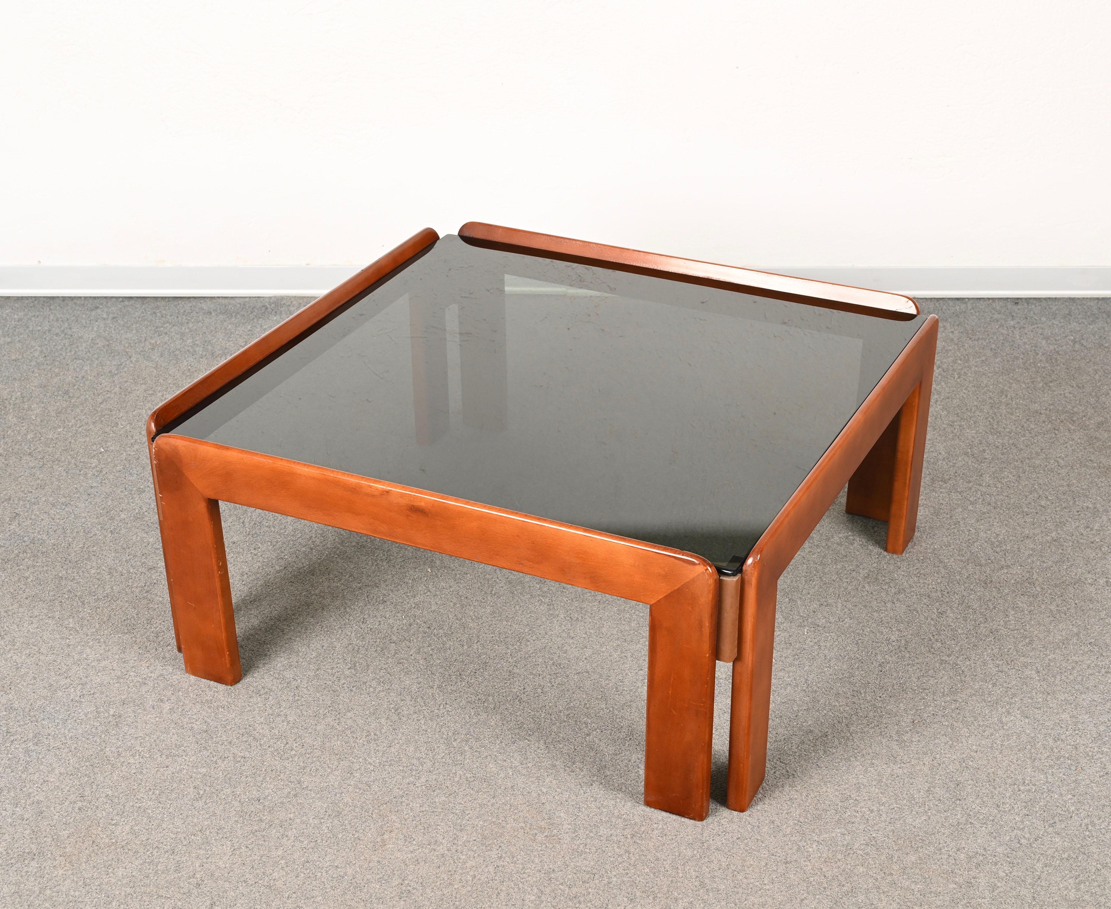 Afra & Tobia Scarpa Midcentury Wood Squared Italian Coffee Table, 1960s For Sale 13