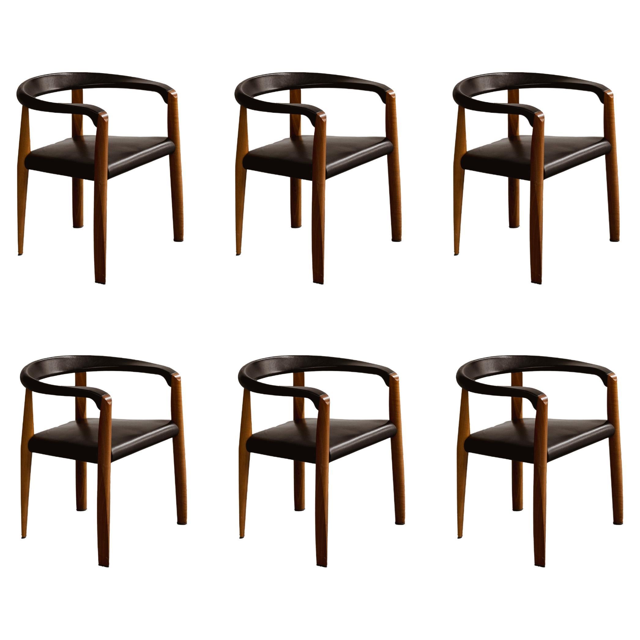 Afra & Tobia Scarpa "Miss" Dining Chair for Molteni, 1986, Set of 6