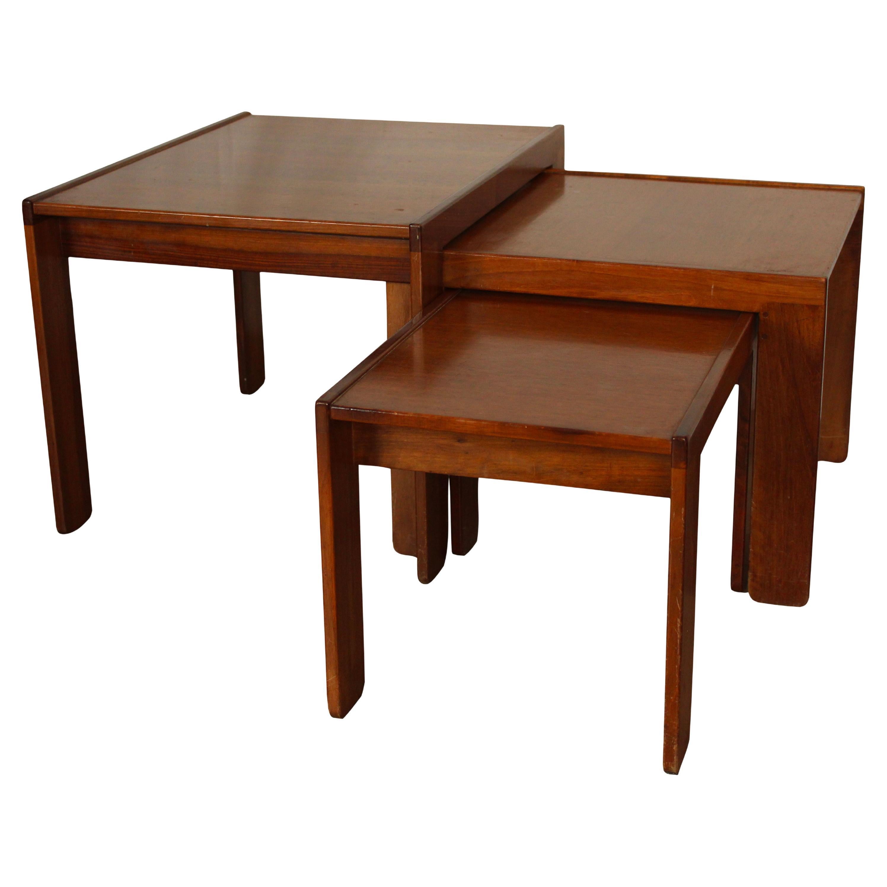 Nesting Couchtische aus Nussbaumholz Modell 777 von Afra & Tobia Scarpa für Cassina, 1965